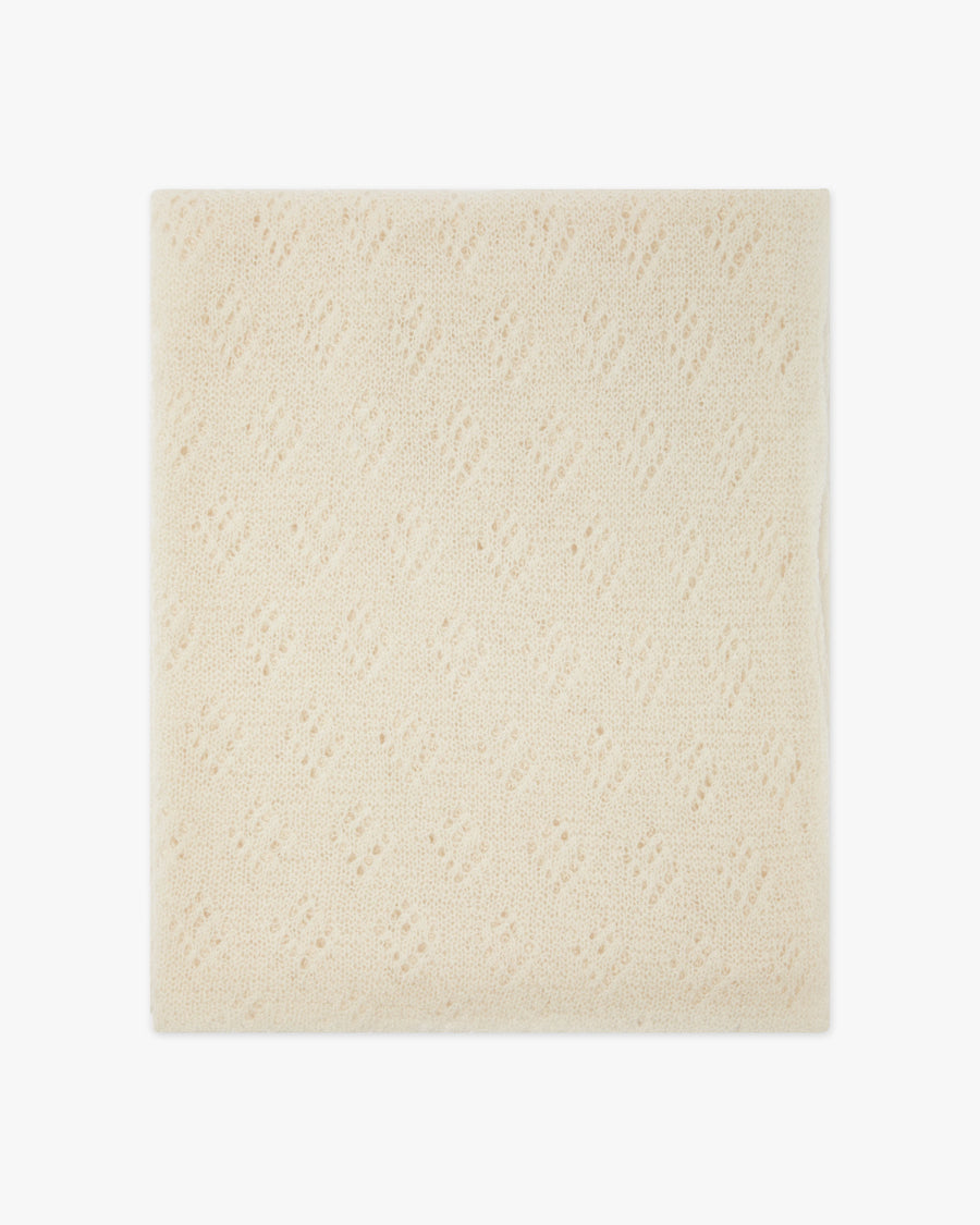 Pointelle Maxi Scarf - White Cashmere