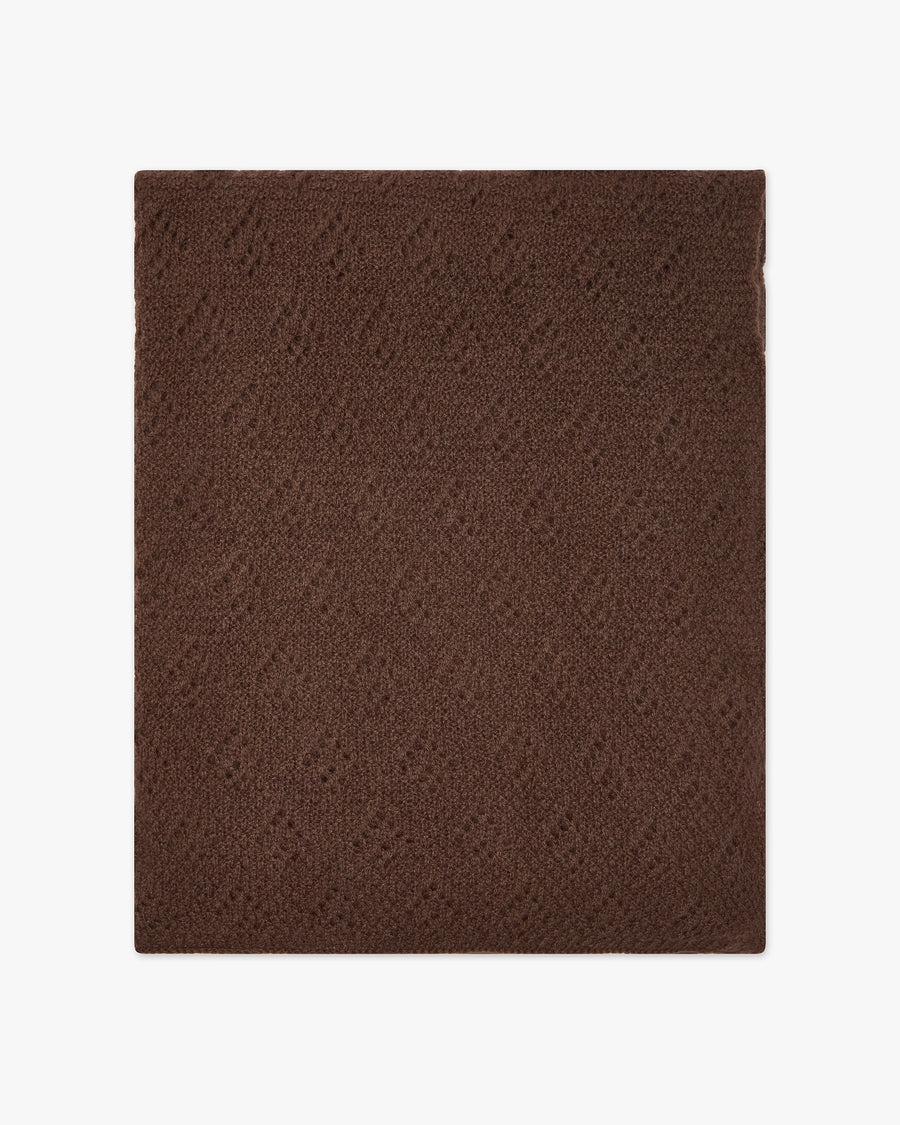 Pointelle Maxi Scarf - Brown Cashmere