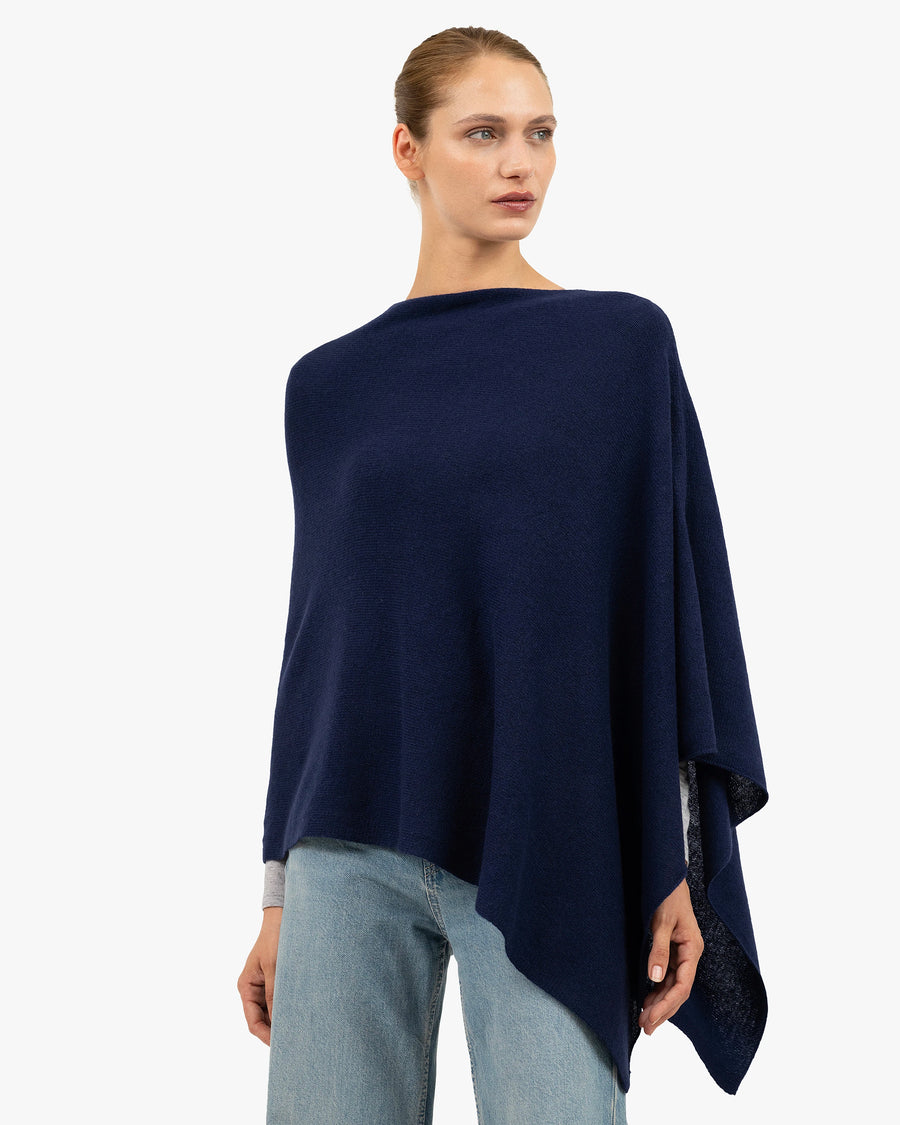 Essential Poncho - Blue Cashmere