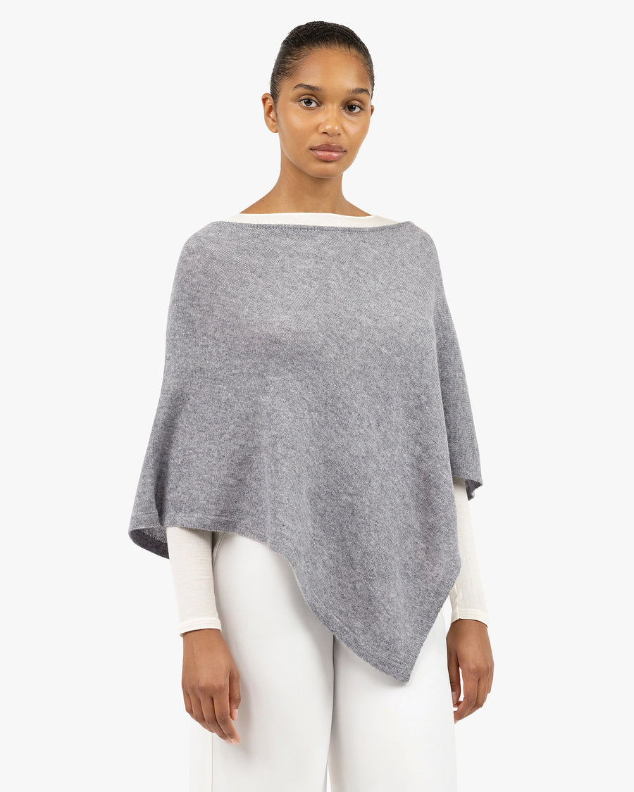 Ostuni Poncho - Medium Grey Cashmere