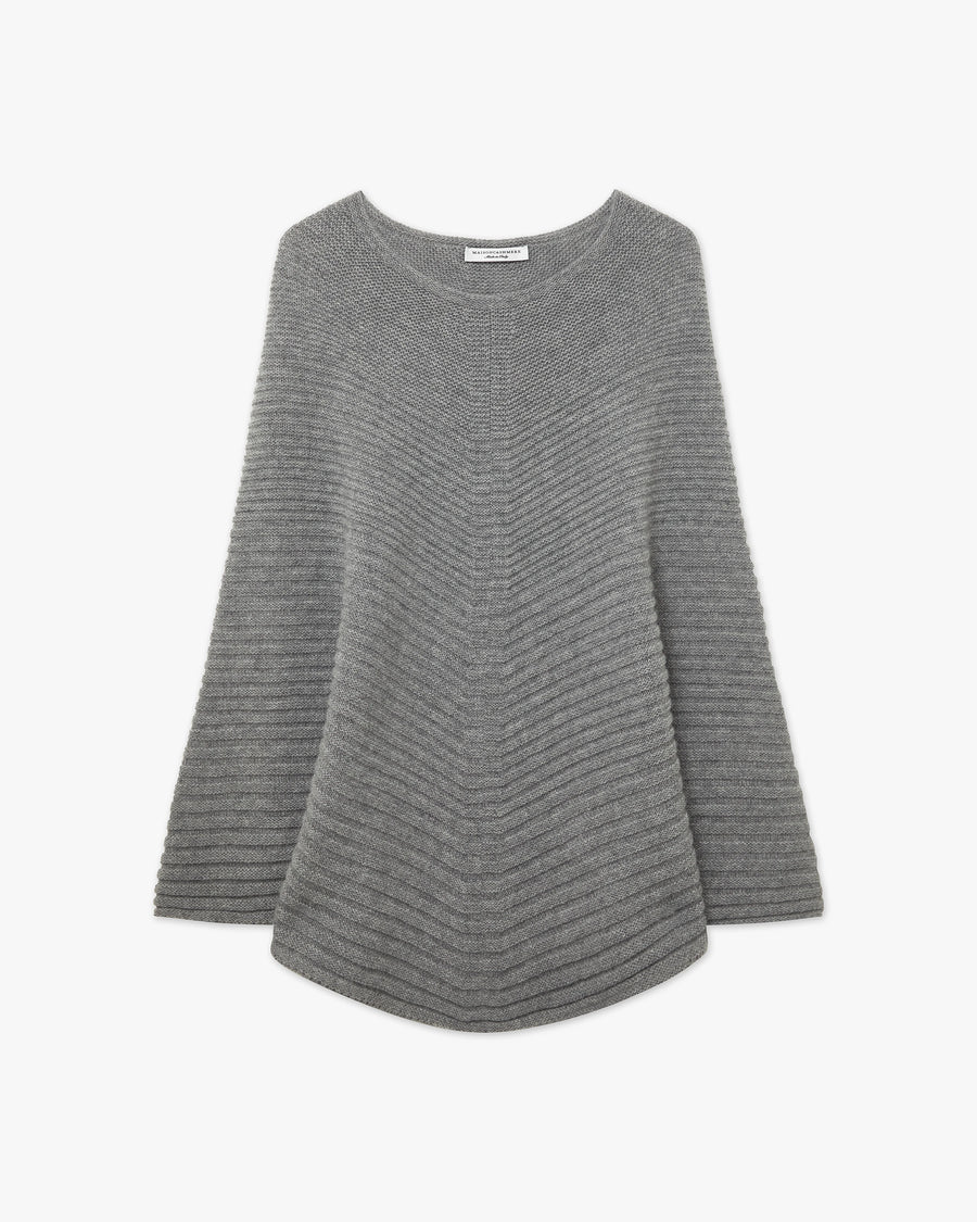 Sorbonne Poncho - Medium Grey Cashmere