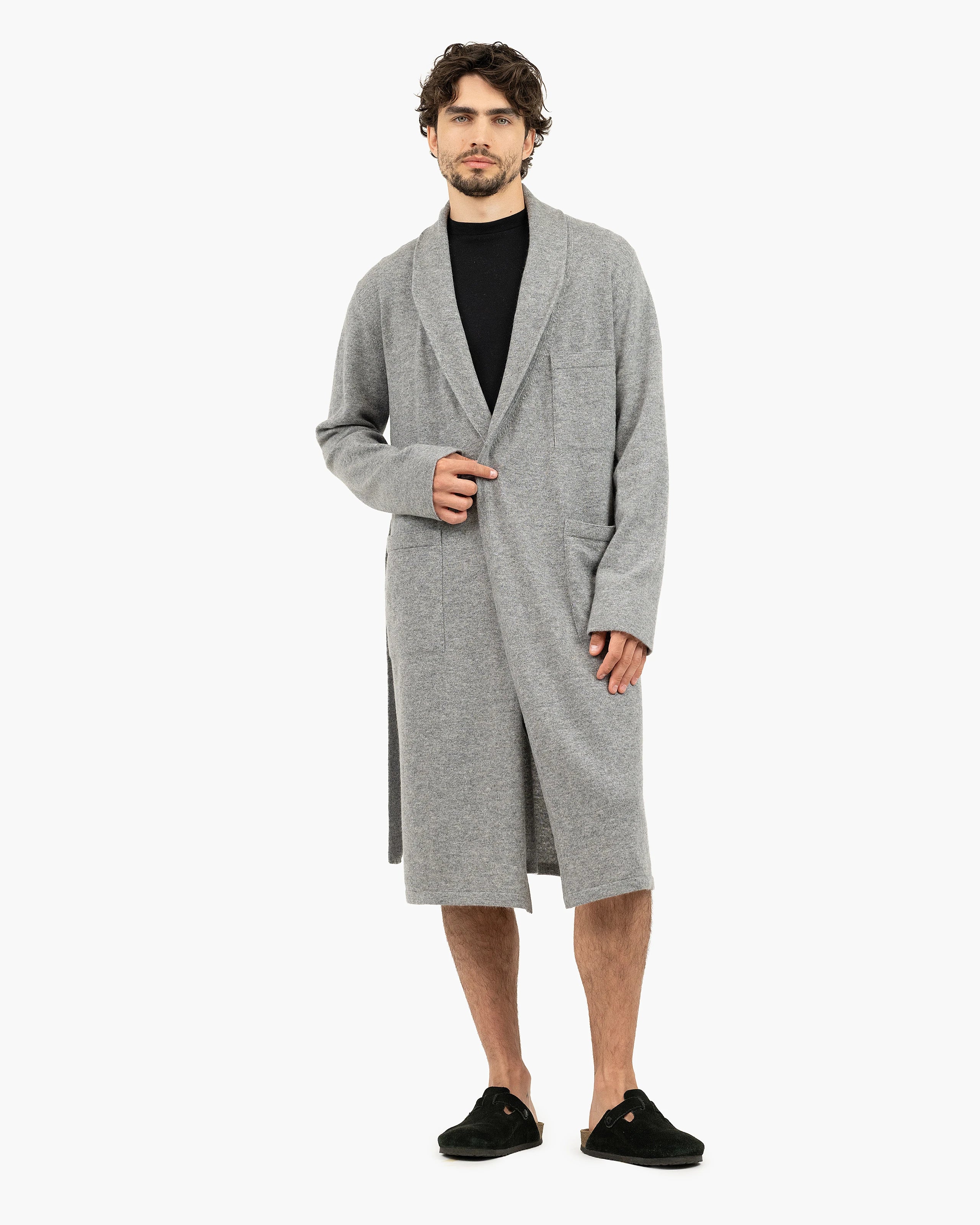 grey cashmere dressing gown Oberon dressing gown mens