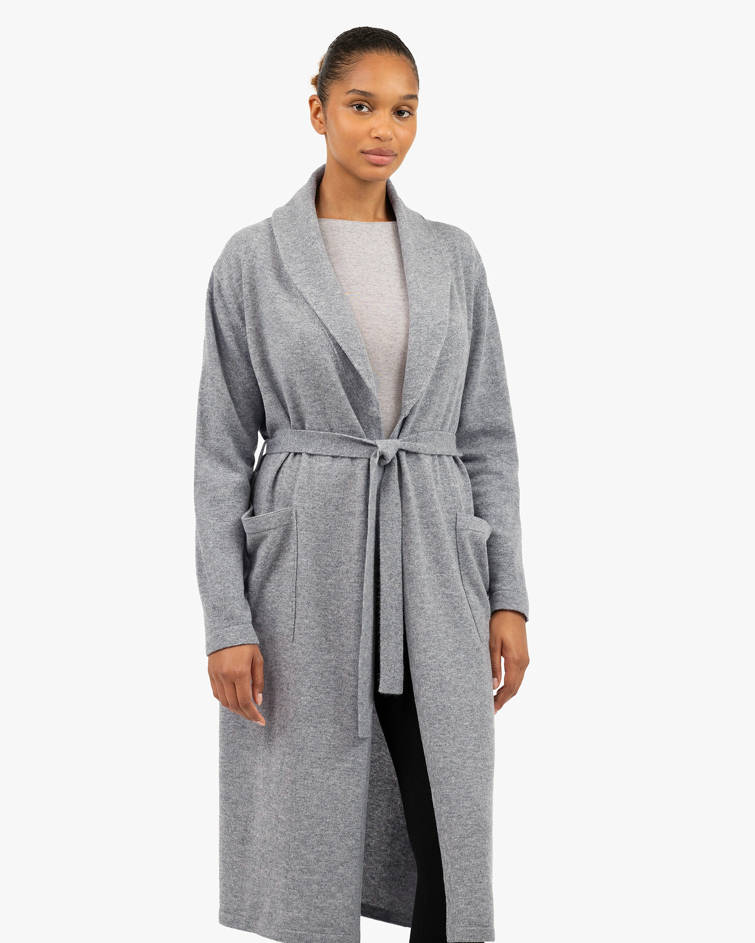 Lorien Lounge Robe - Medium Grey - Cashmere - Made in Italy Lorien Lounge Robe - Medium Grey - Cashmere - Made in Italy