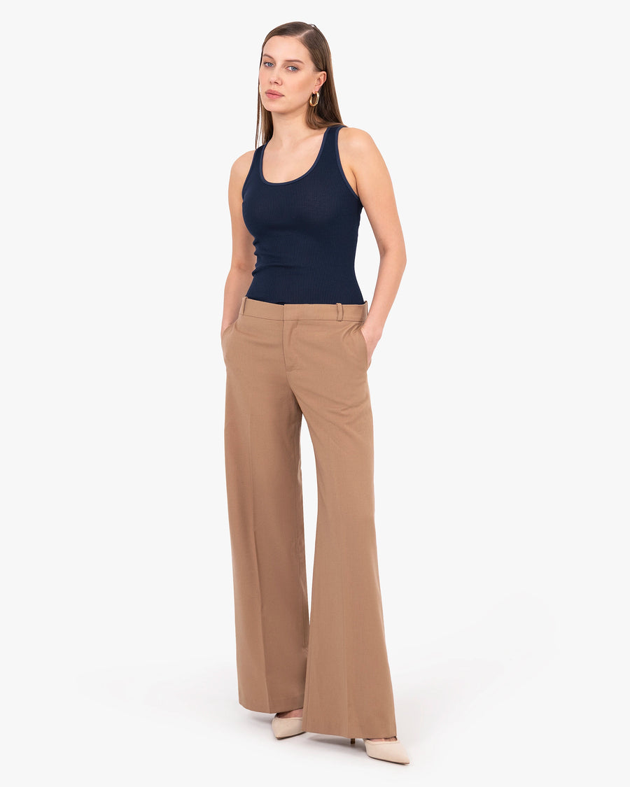 Scoop Neck Pleated Top - Blue Cotone / Seta