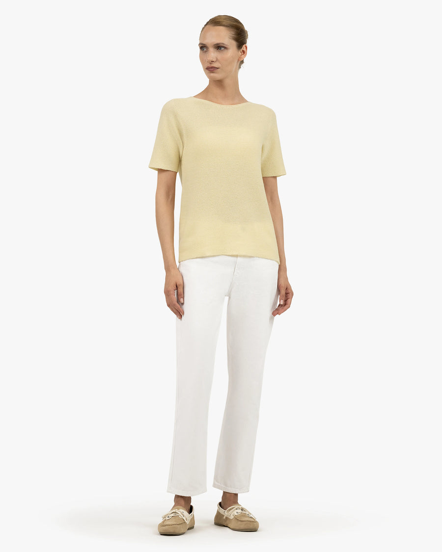 Soffio Boat Neck Tee - Yellow Cashmere