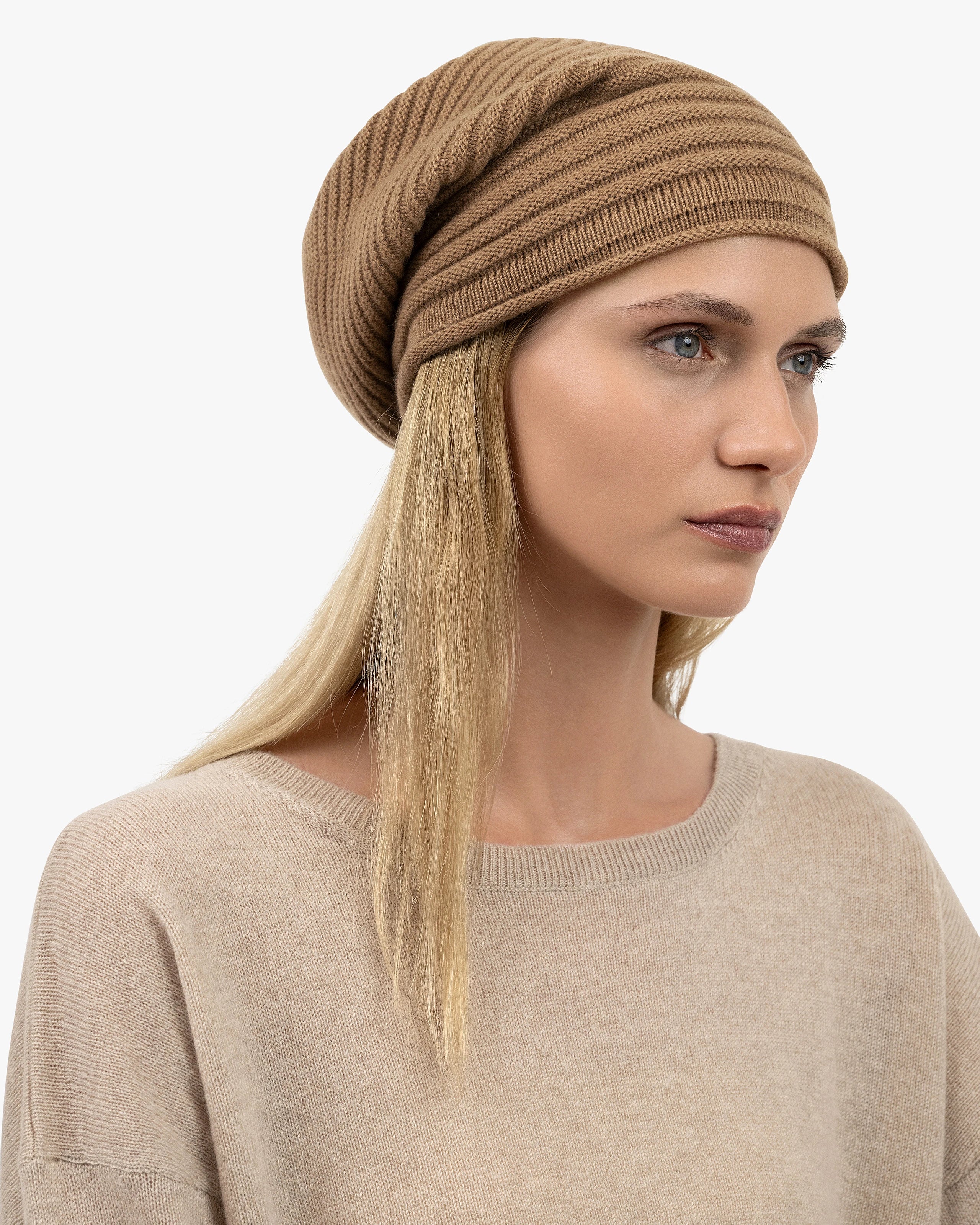 Cashmere Knit Beret Cashmere Knitted Beret - Soft White – Kiltane main image 3