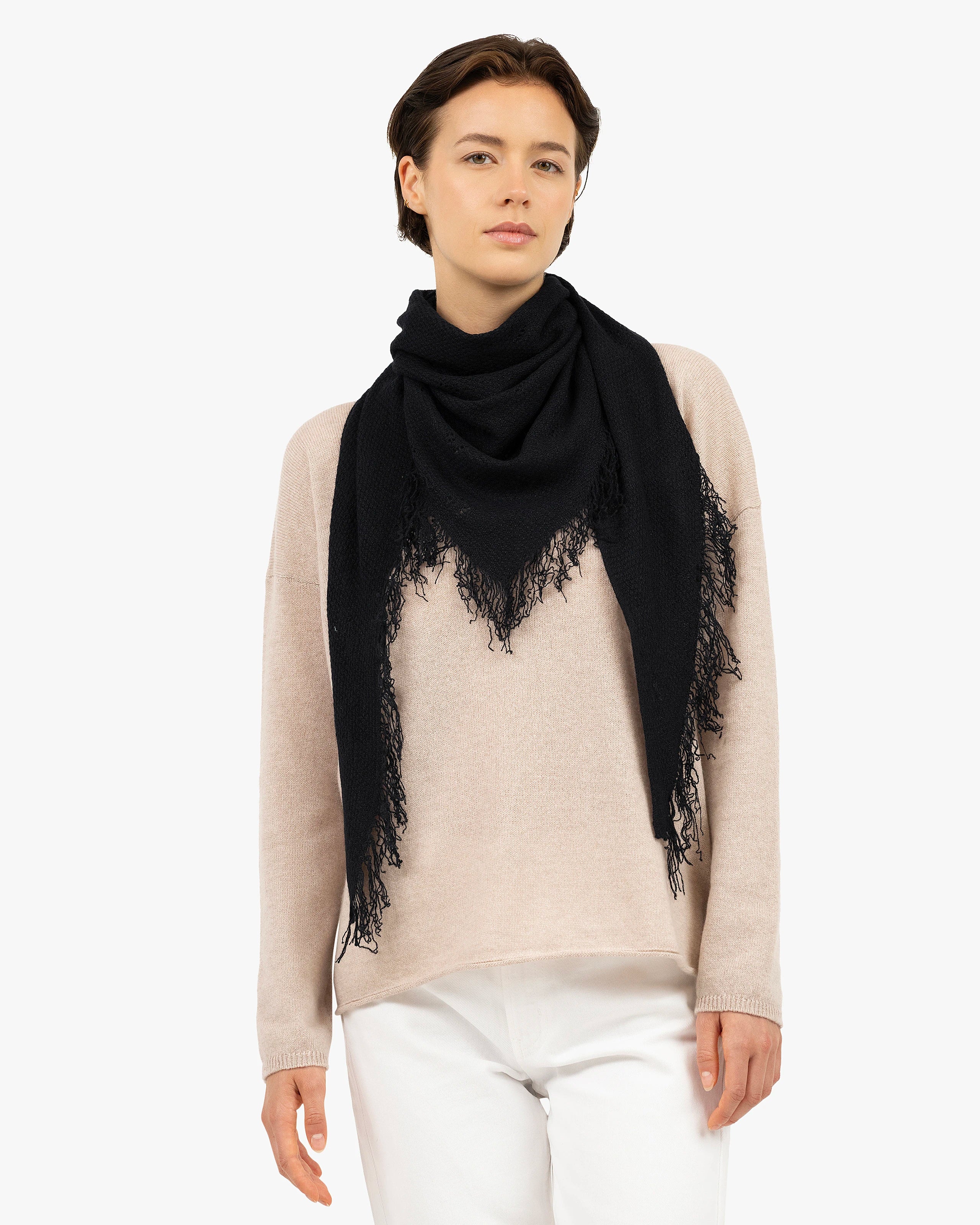 Echarpe en laine unie Zoé anthracite