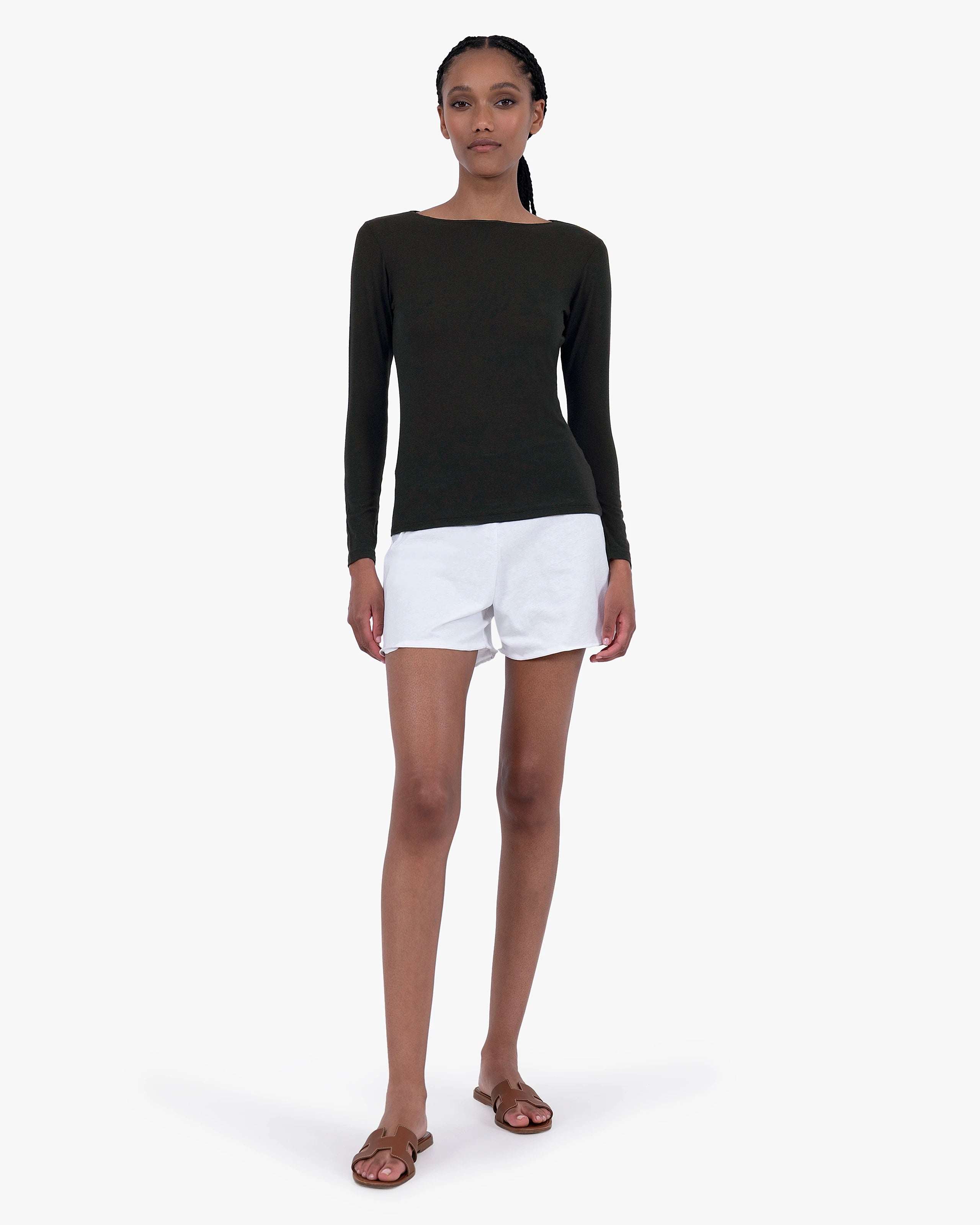 Ultralight Cashmere Boat Neck Top - Black | MaisonCashmere