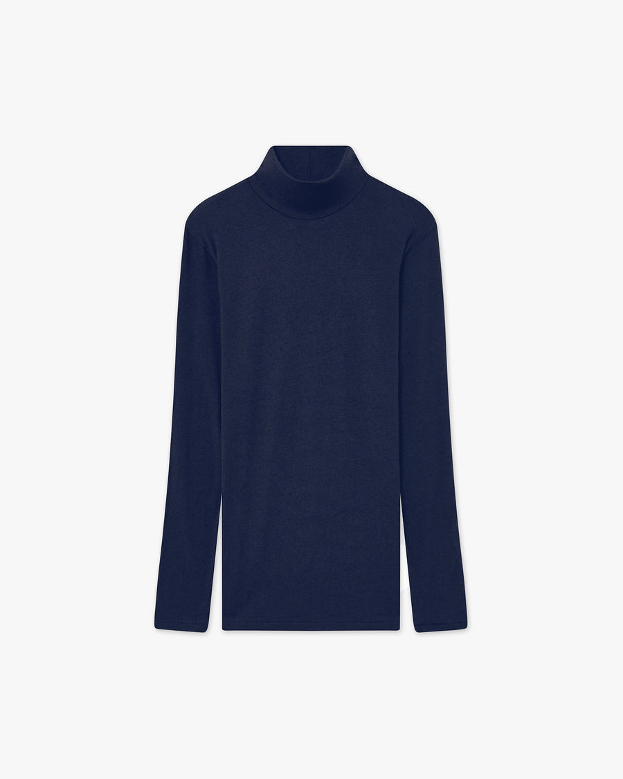 Ultralight Mock Neck Top - Blue Modal / Cashmere