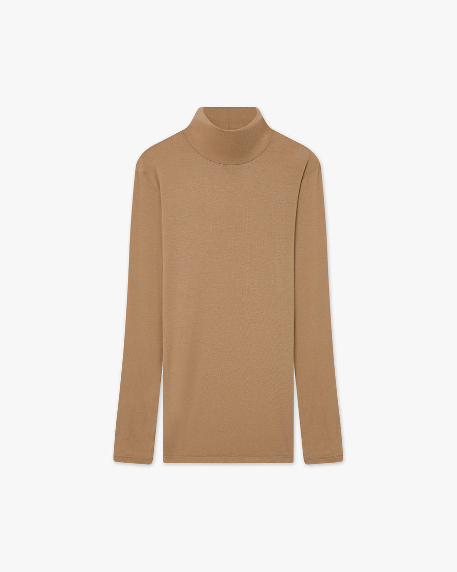 Ultralight Mock Neck Top - Camel Modal / Cashmere