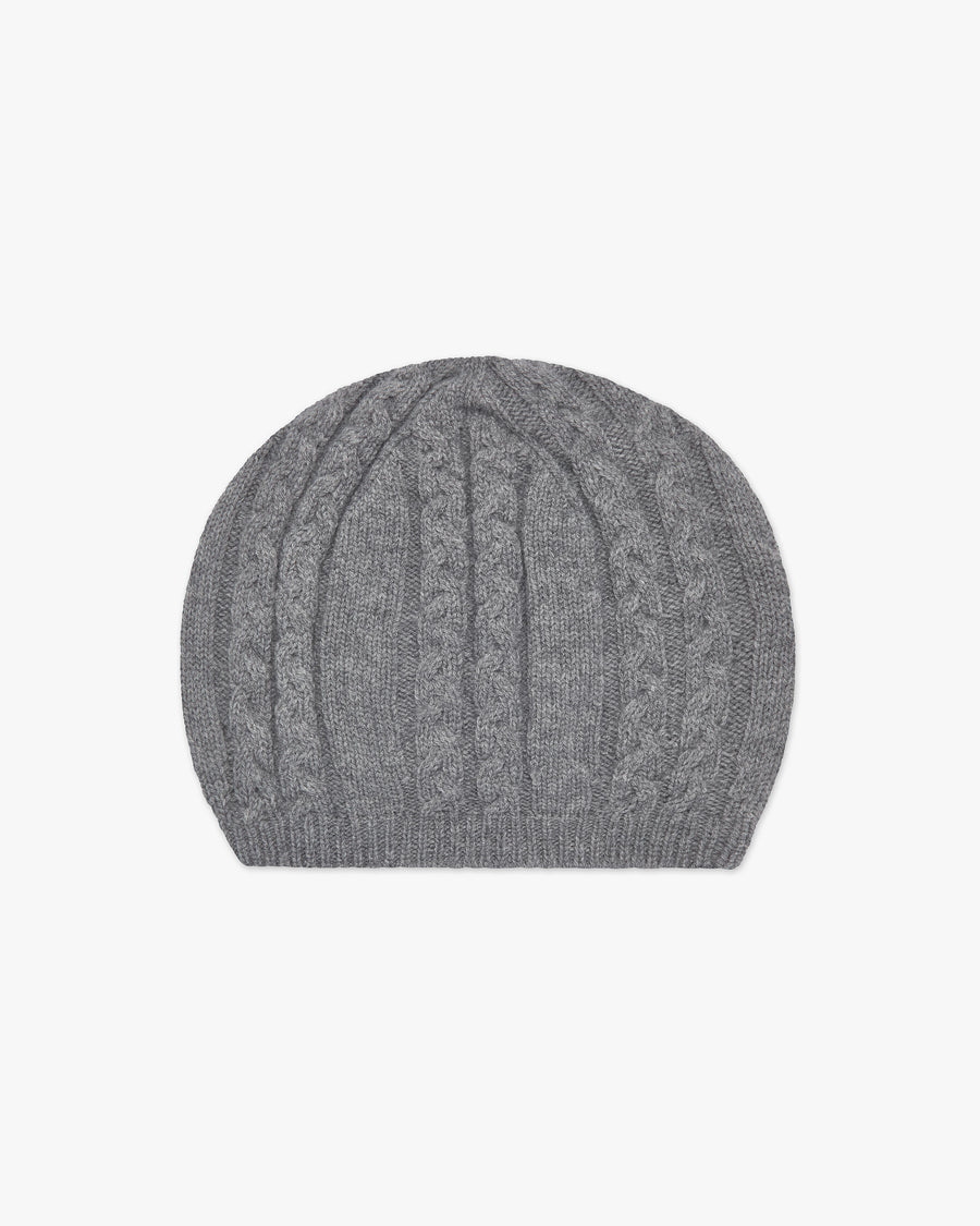 Virginia Cable Knit Beret - Medium Grey Cashmere