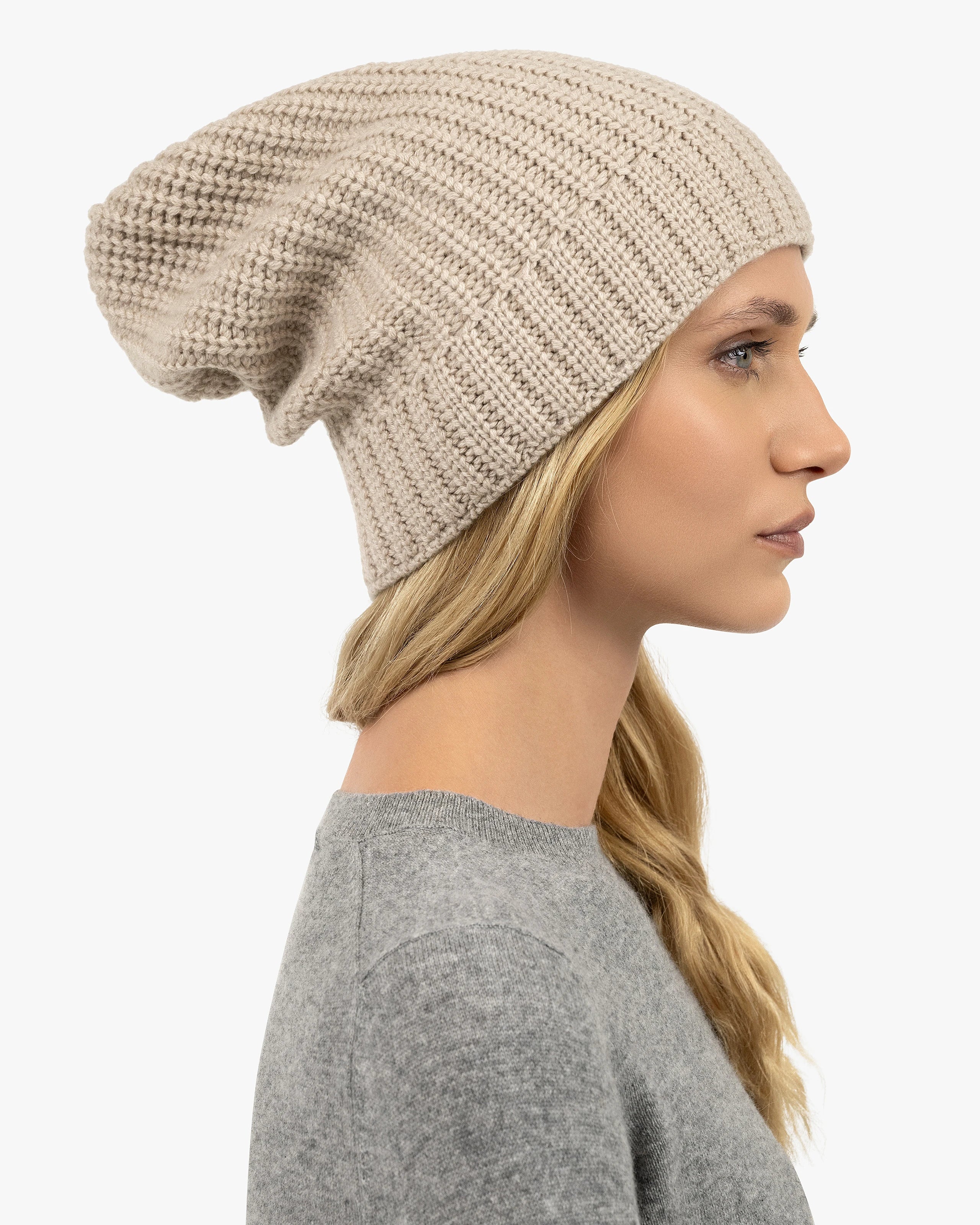 Aosta Cashmere Hat - Beige | MaisonCashmere