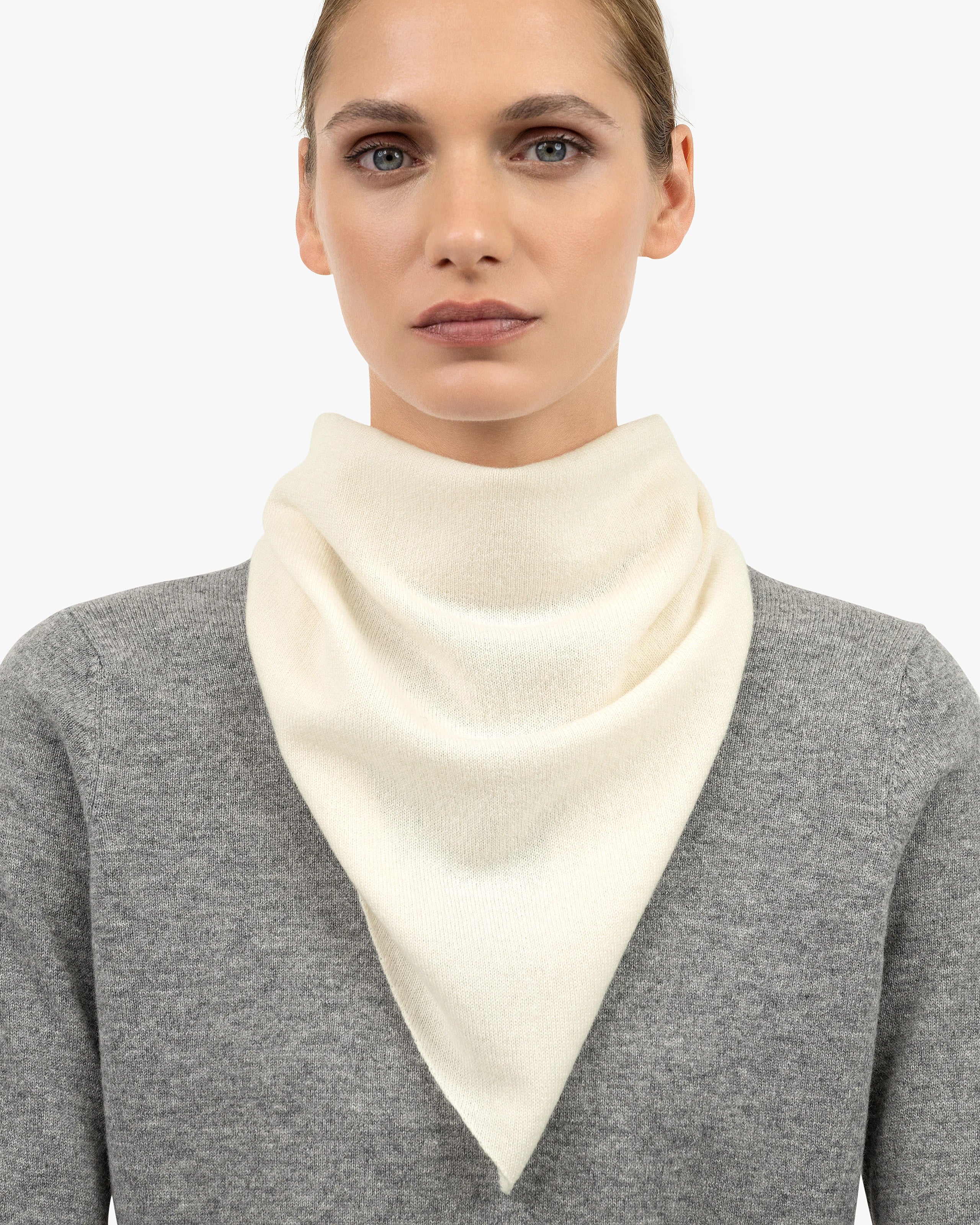 Cashmere Bandana Scarf for Women - White | MaisonCashmere