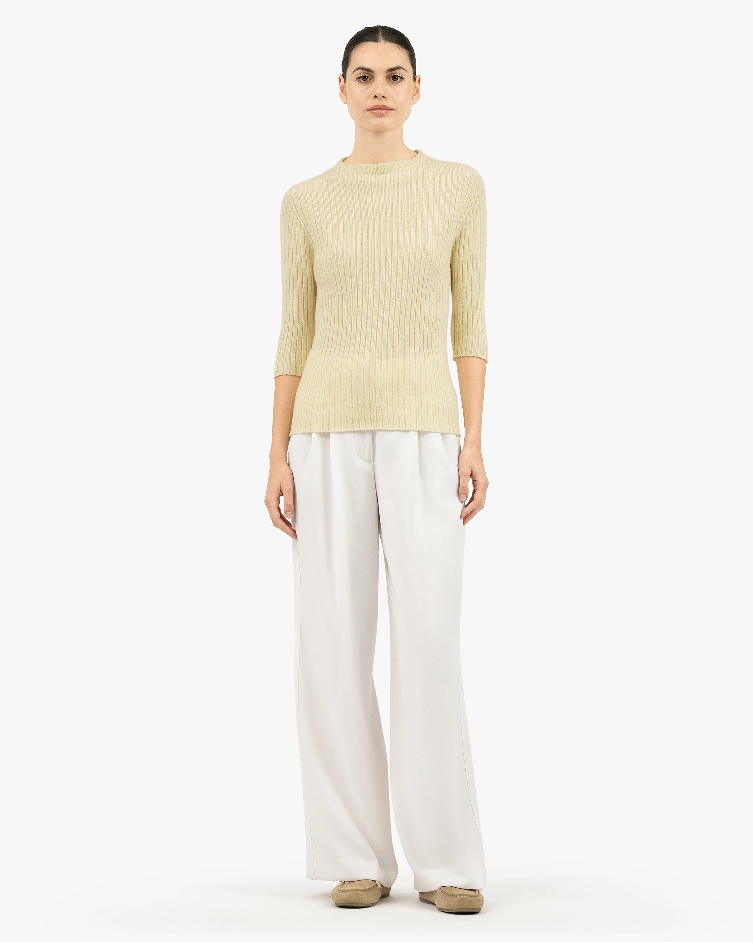 Brera Cashmere 3/4 Sleeves Sweater - Yellow | MaisonCashmere