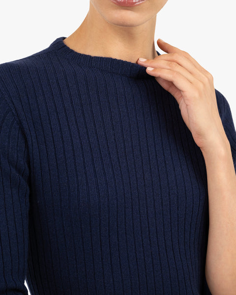 Brera 3/4 Sleeves Sweater - Blue Cashmere