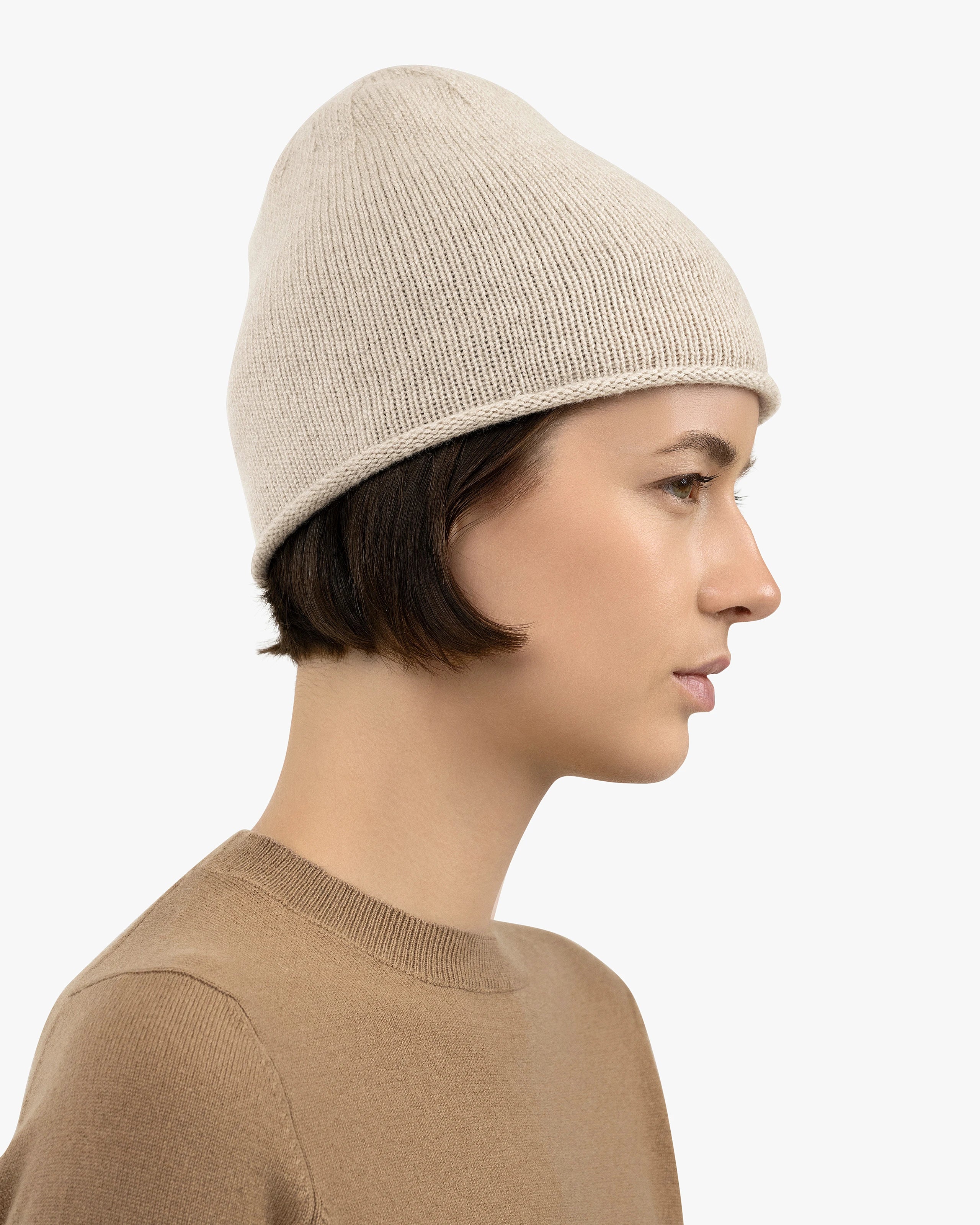 Cashmere Beanie for Women - Beige | MaisonCashmere