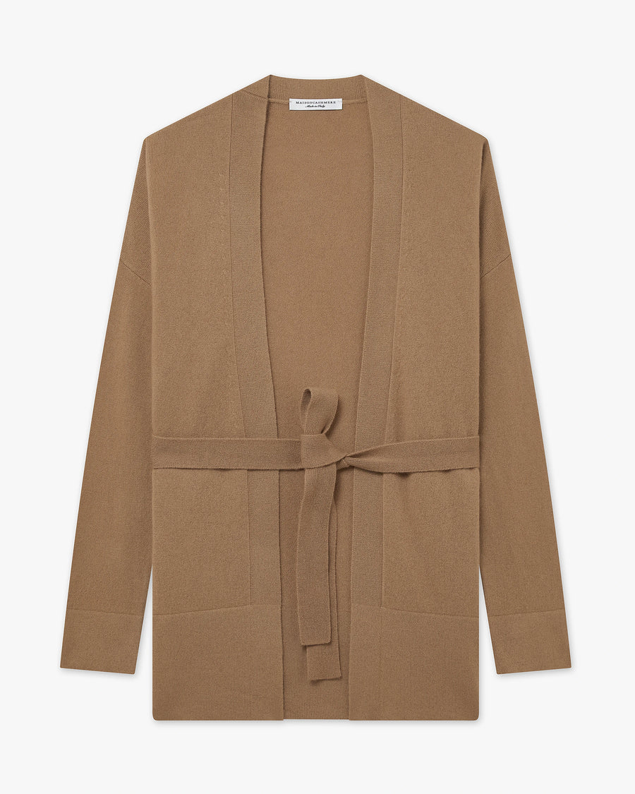 Women's Velia Cardigan - Camel Cashmere