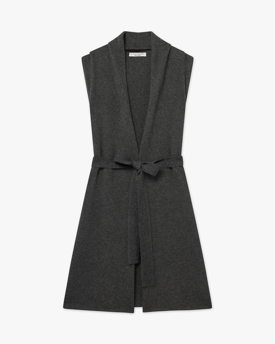 Essential Sleeveless Cardigan - Charcoal Cashmere