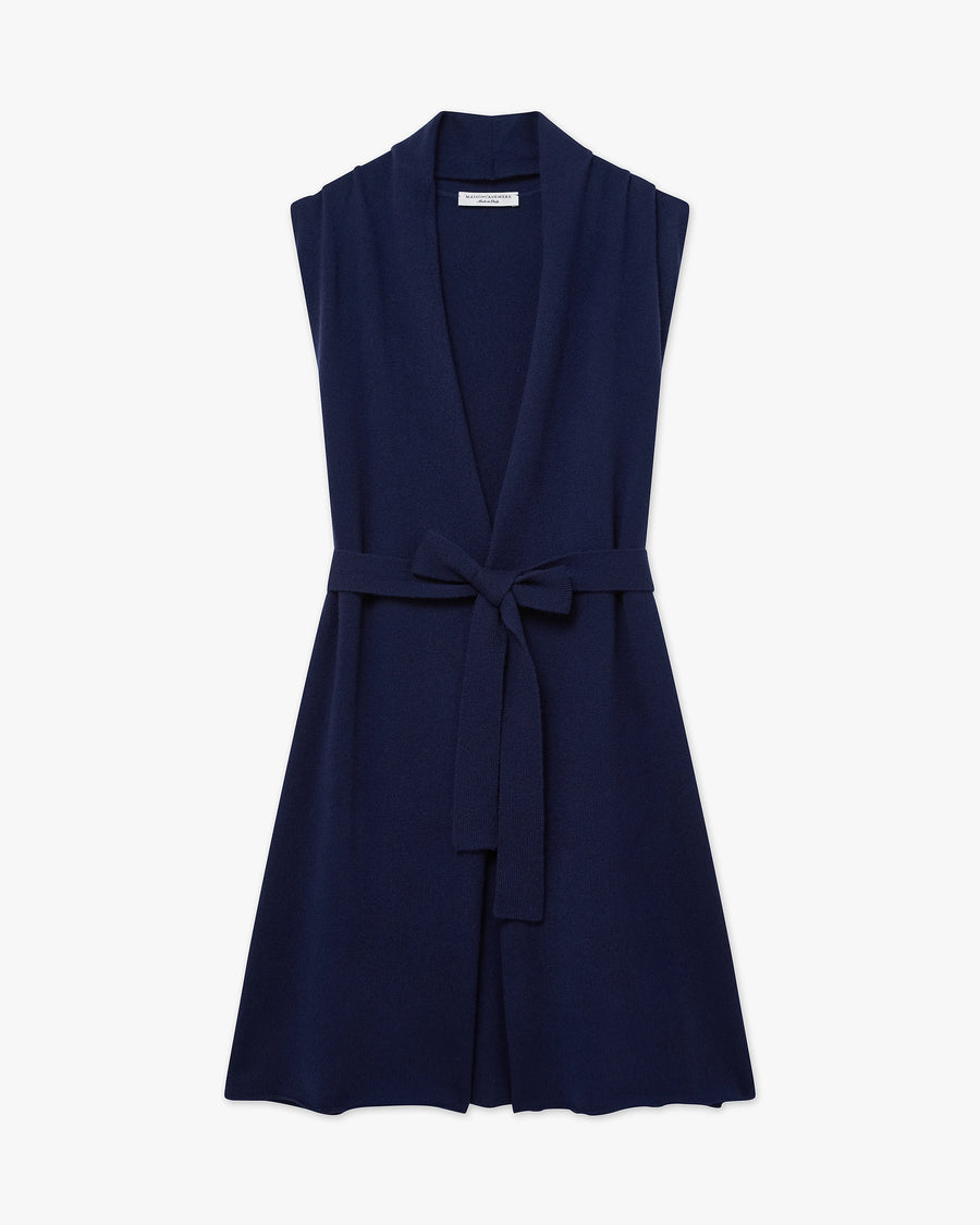 Essential Sleeveless Cardigan - Blue Cashmere