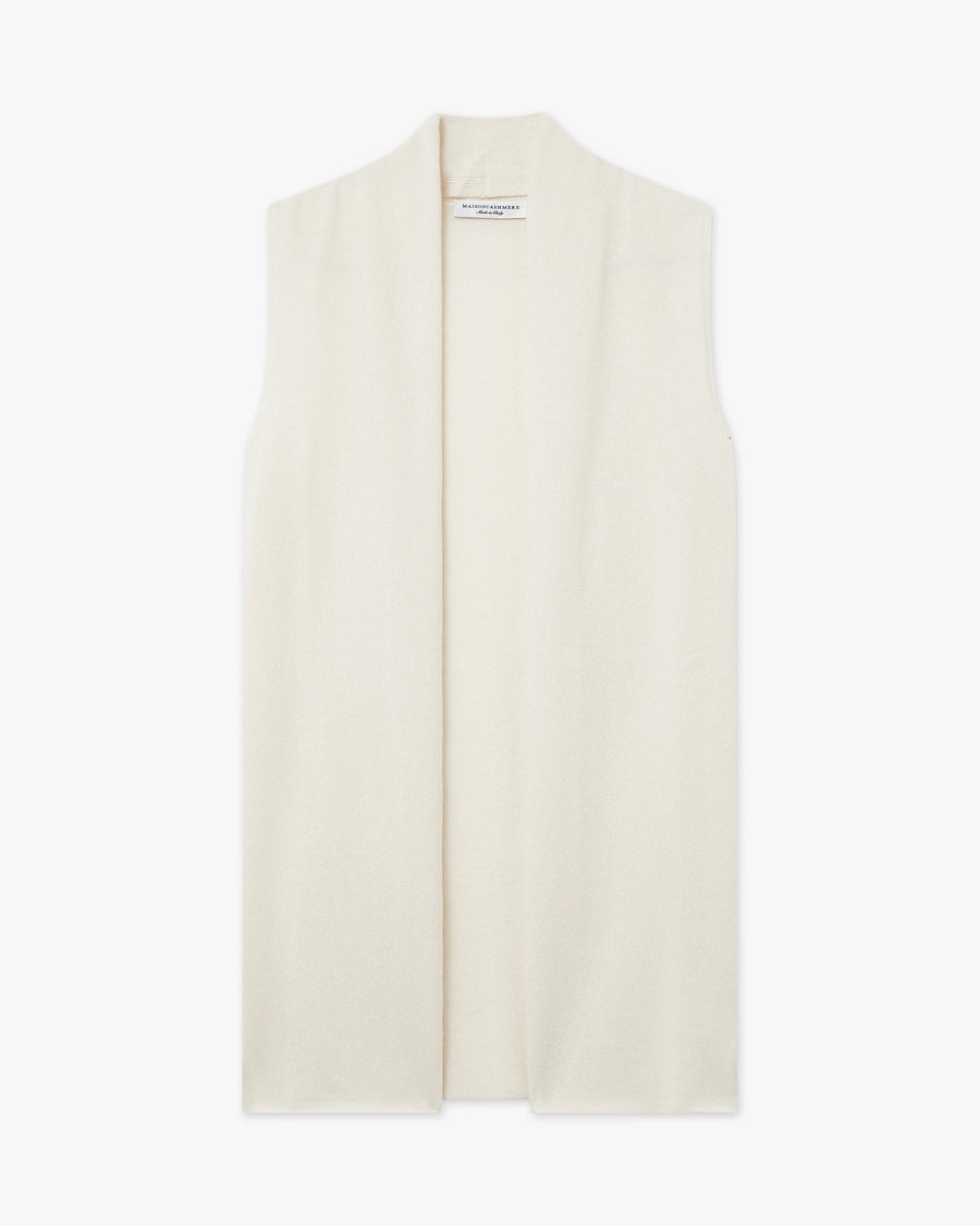 Essential Sleeveless Cardigan - White Cashmere
