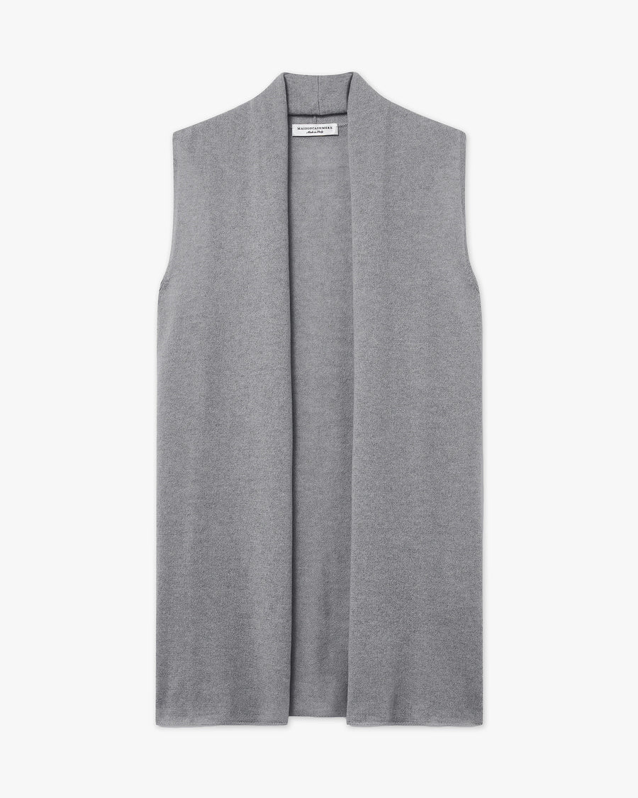 Essential Sleeveless Cardigan - Medium Grey Cashmere
