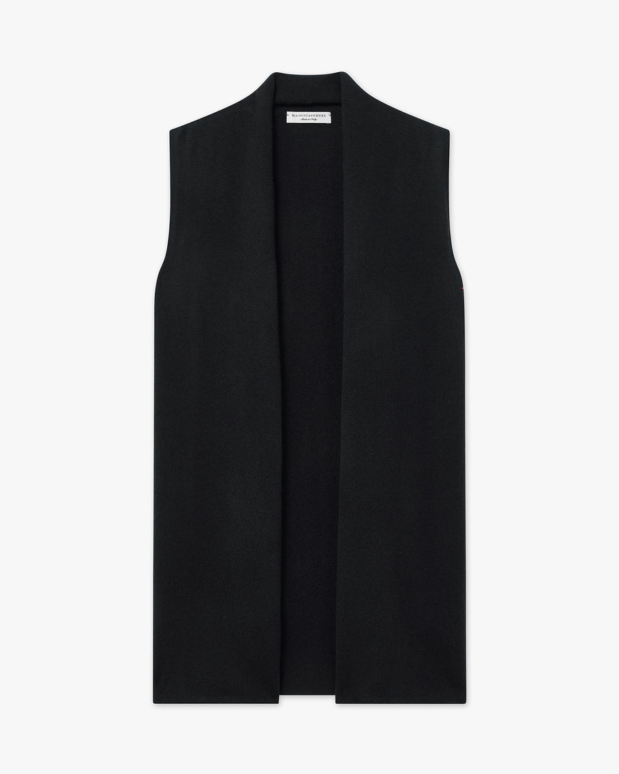 Essential Sleeveless Cardigan - Black Cashmere