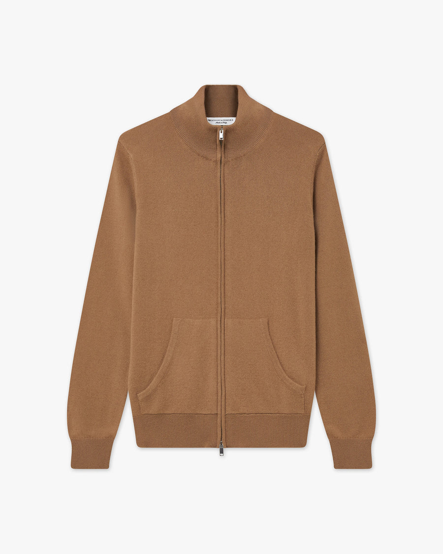 Women's Salò Zip Cardigan - Camel Cashmere