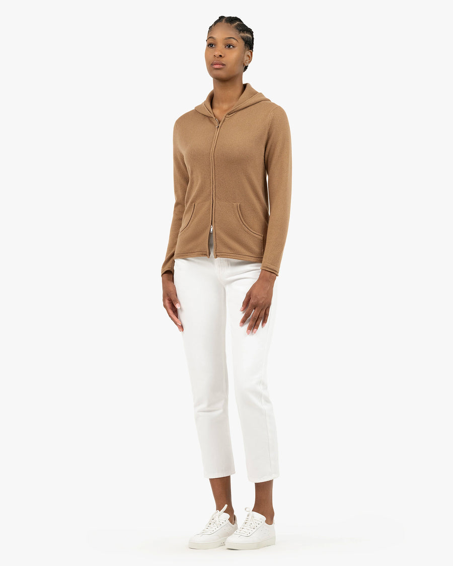 Women's Salò Zip Hoodie - Camel Cashmere