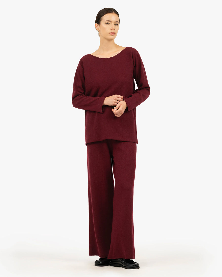 Chaillot Boat Neck Sweater - Bordeaux Cashmere