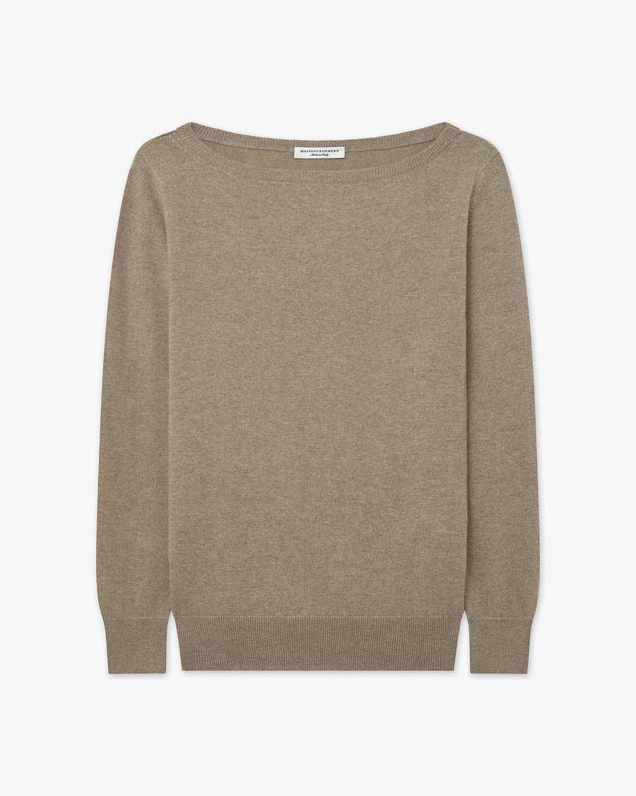 Essential Boat Neck Sweater - Taupe Cashmere