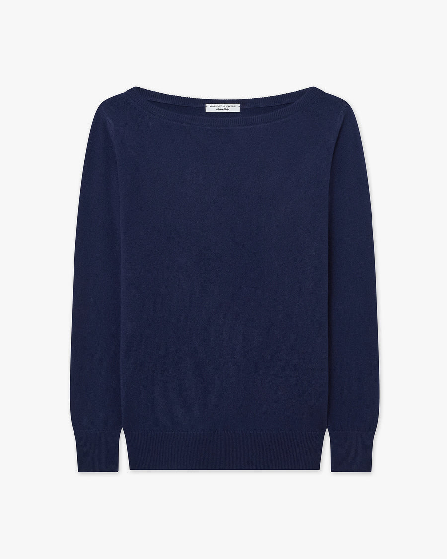 Essential Boat Neck Sweater - Blue Cashmere