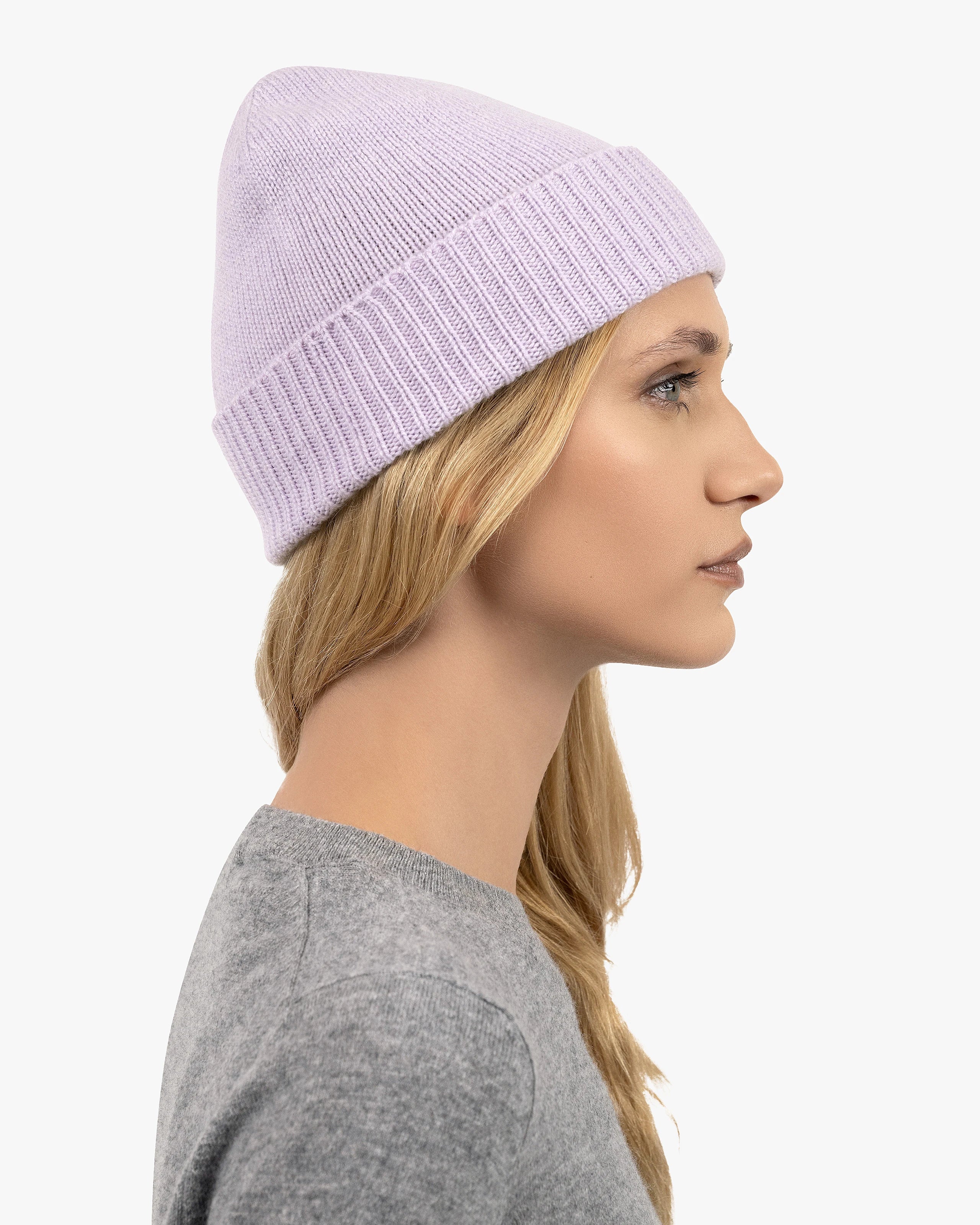 Essential Cashmere Hat for Women - Lilac | MaisonCashmere display picture 2