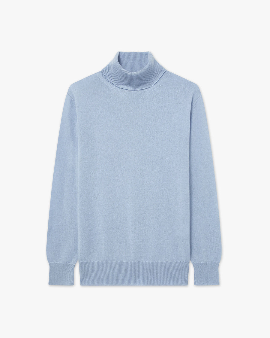 Women's Essential Turtleneck Sweater - Light Blue Cashmere