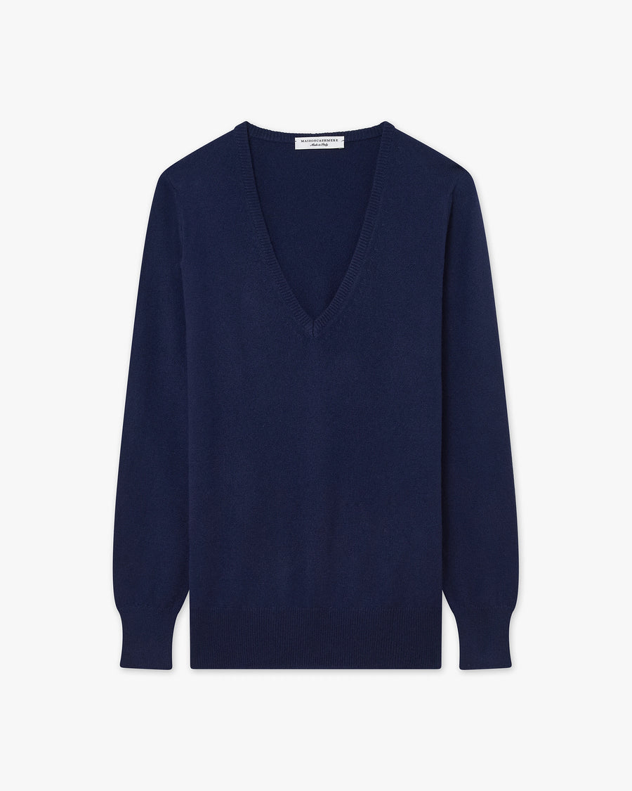 Women's Essential V-Neck Sweater - Blue Cashmere