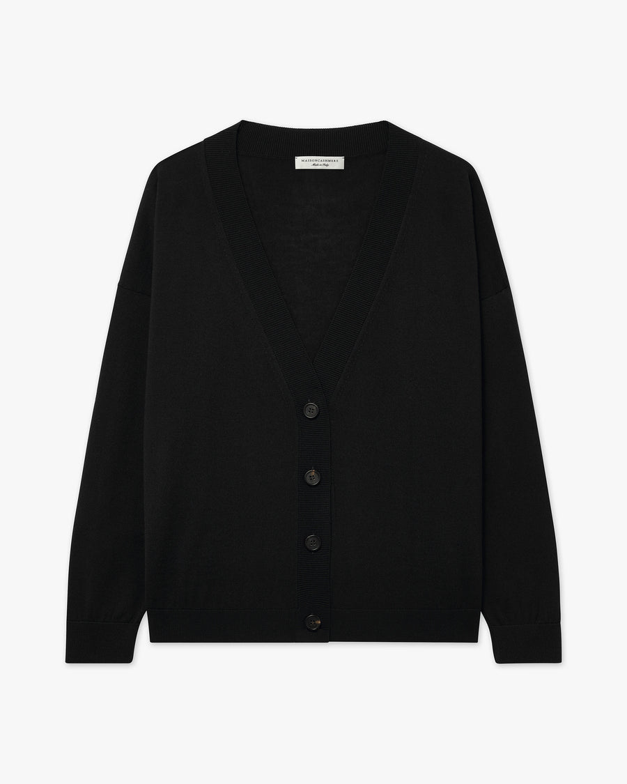 Seraphine Maxi Cardigan - Black Merino Superfine