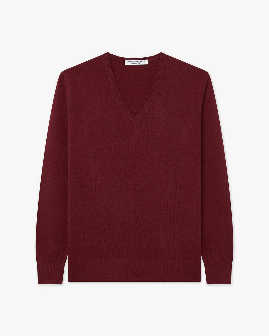 Women's Florenz V-Neck Sweater - Bordeaux Cashmere