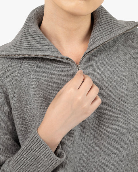 Women's Funes Zip Sweater - Grey Merino