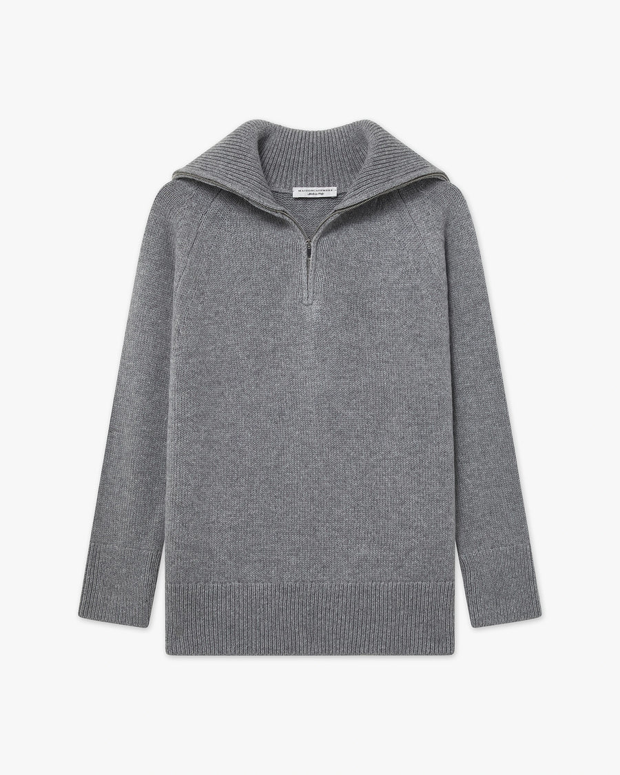 Women's Funes Zip Sweater - Grey Merino