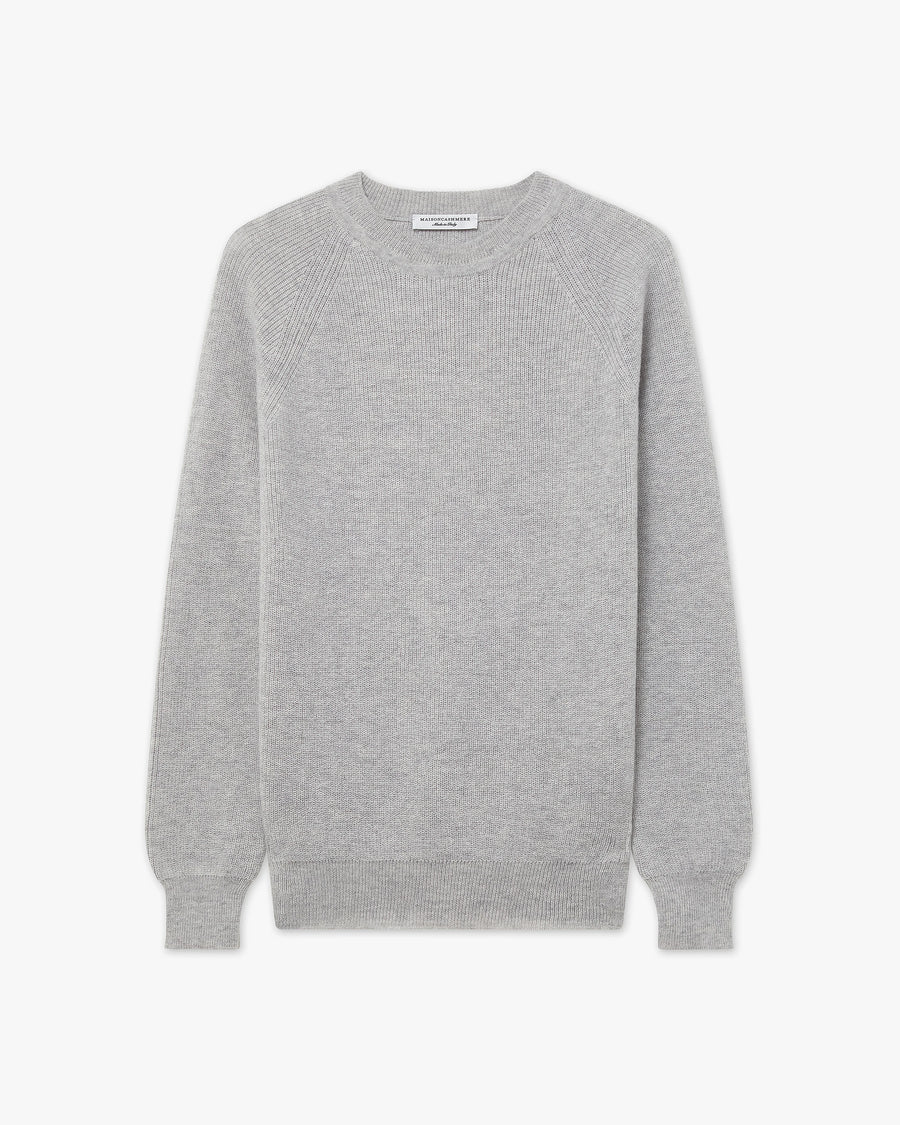 Women's Garisenda Crew Neck Sweater - Light Grey Merino / Cashmere