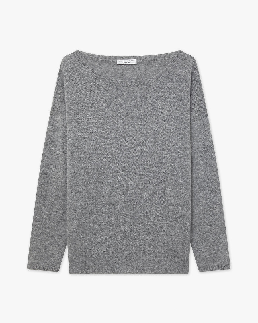 Lightness Boat Neck Sweater - Medium Grey Cashmere