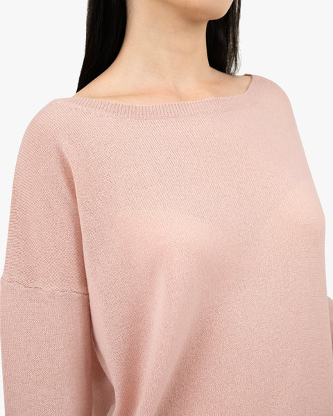 Lightness Boat Neck Sweater - Rose Cashmere