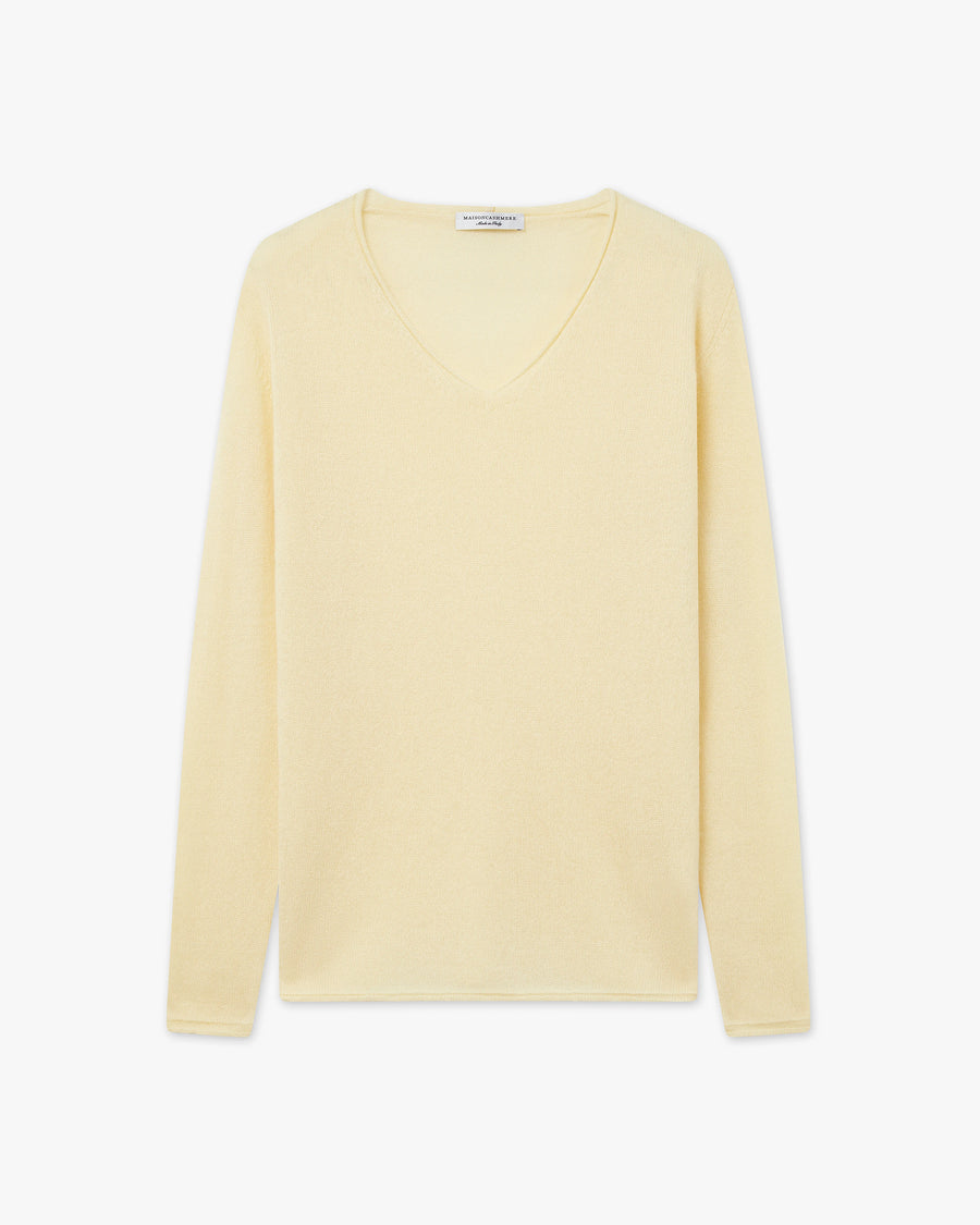 Lightness V-Neck Sweater - Yellow Cashmere