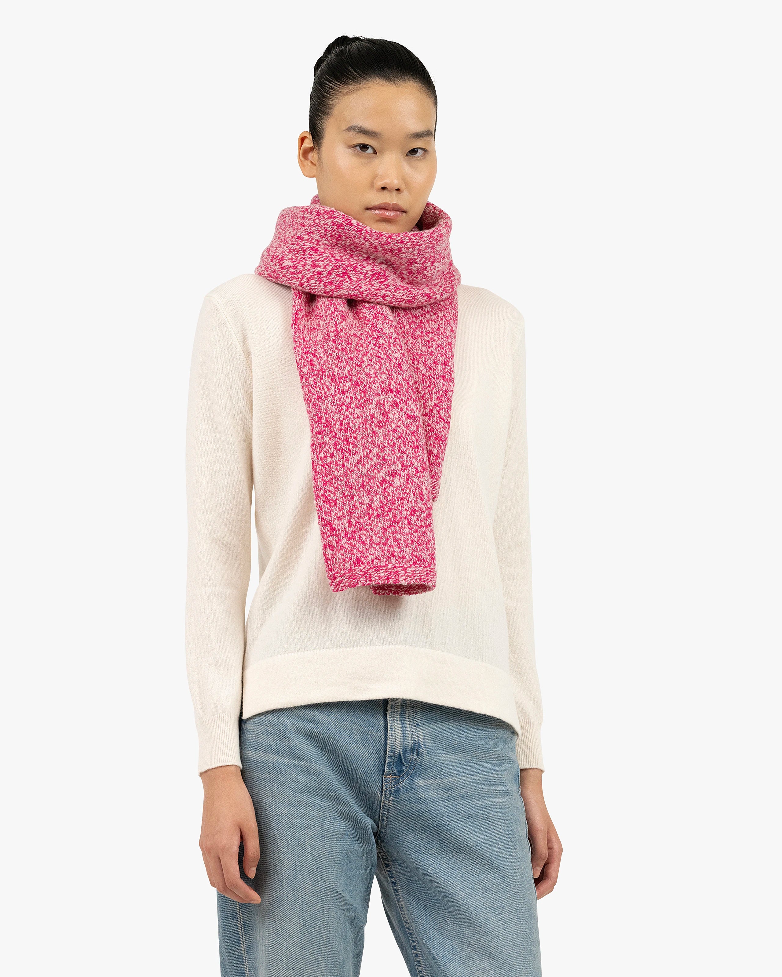 Mouliné Maxi Scarf for Women - Fuchsia | MaisonCashmere