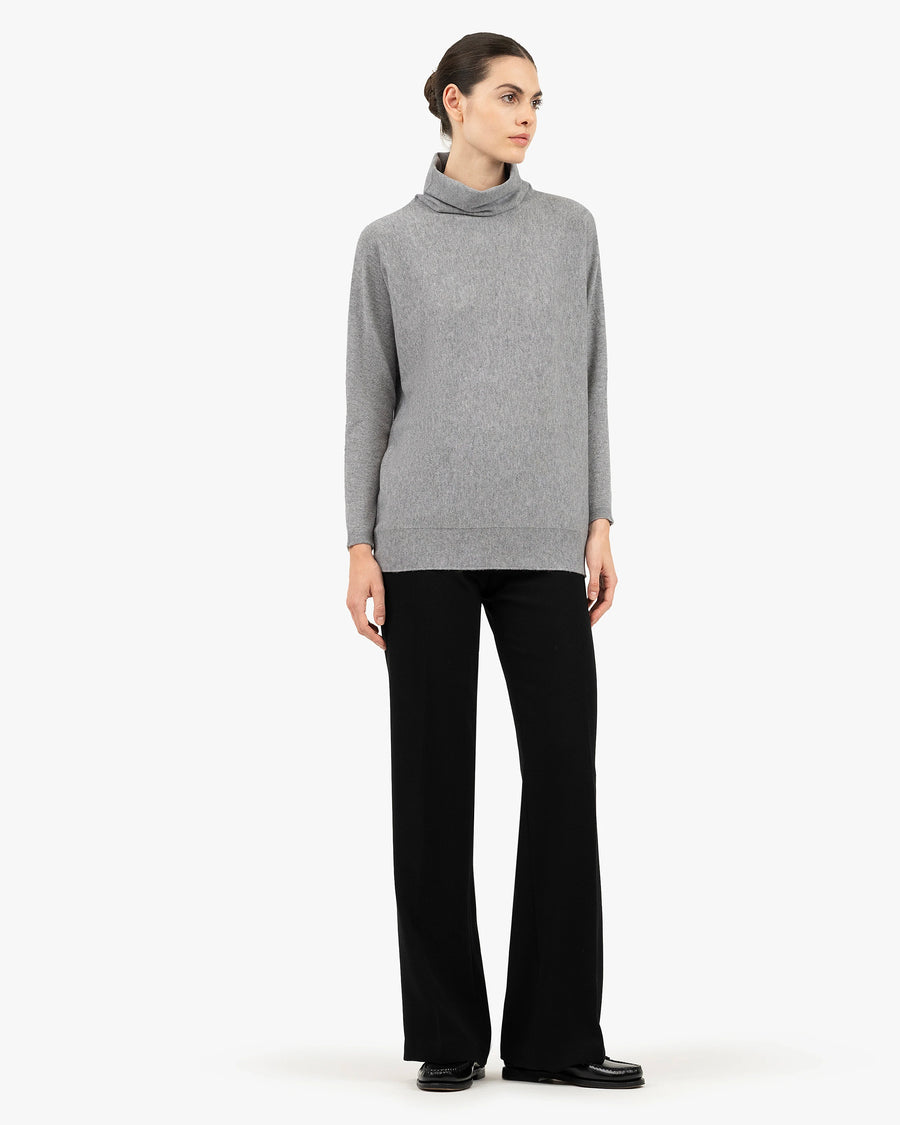 Women's Milford Turtleneck Sweater - Medium Grey Merino