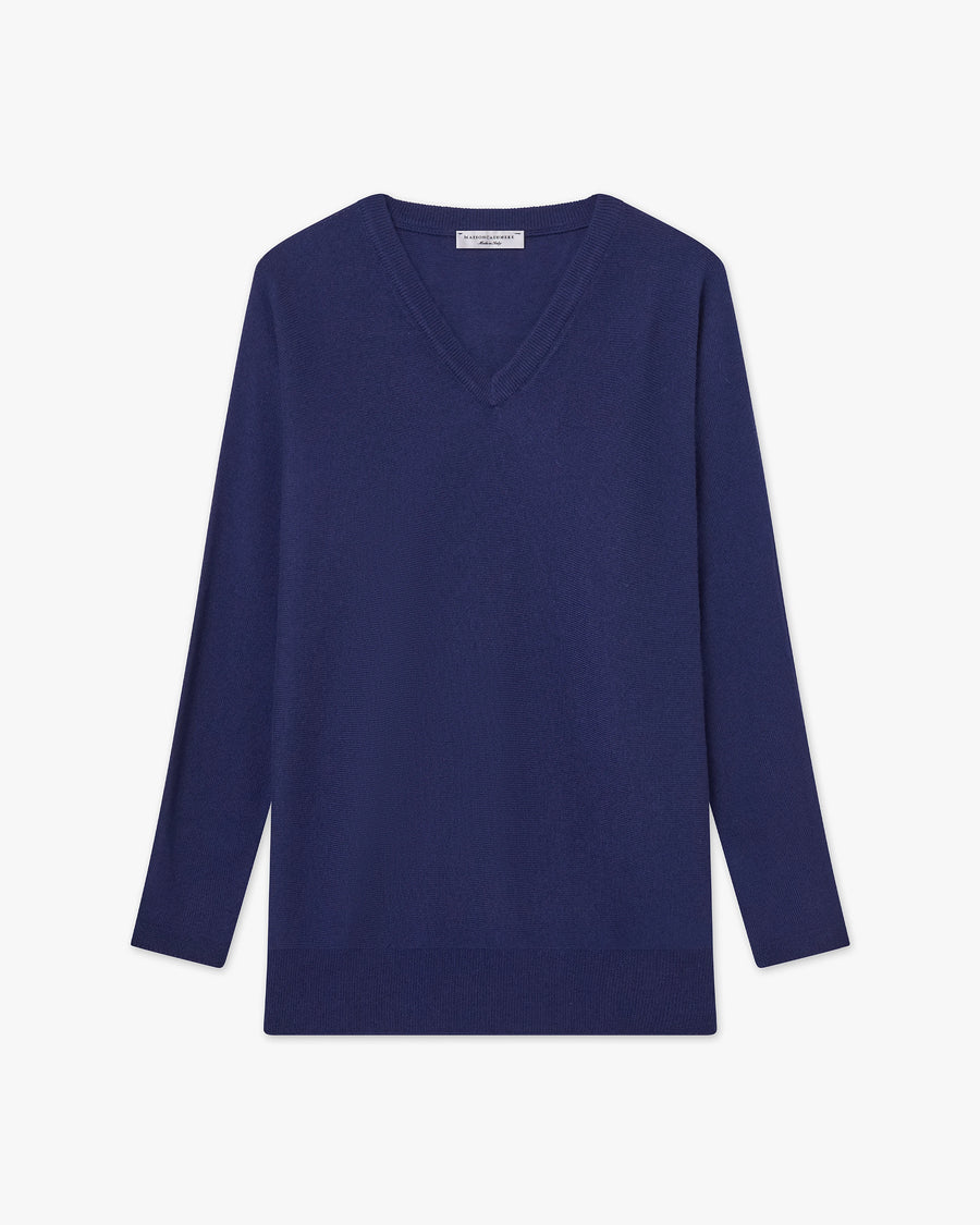 Women's Milford V-Neck Sweater - Blue Merino