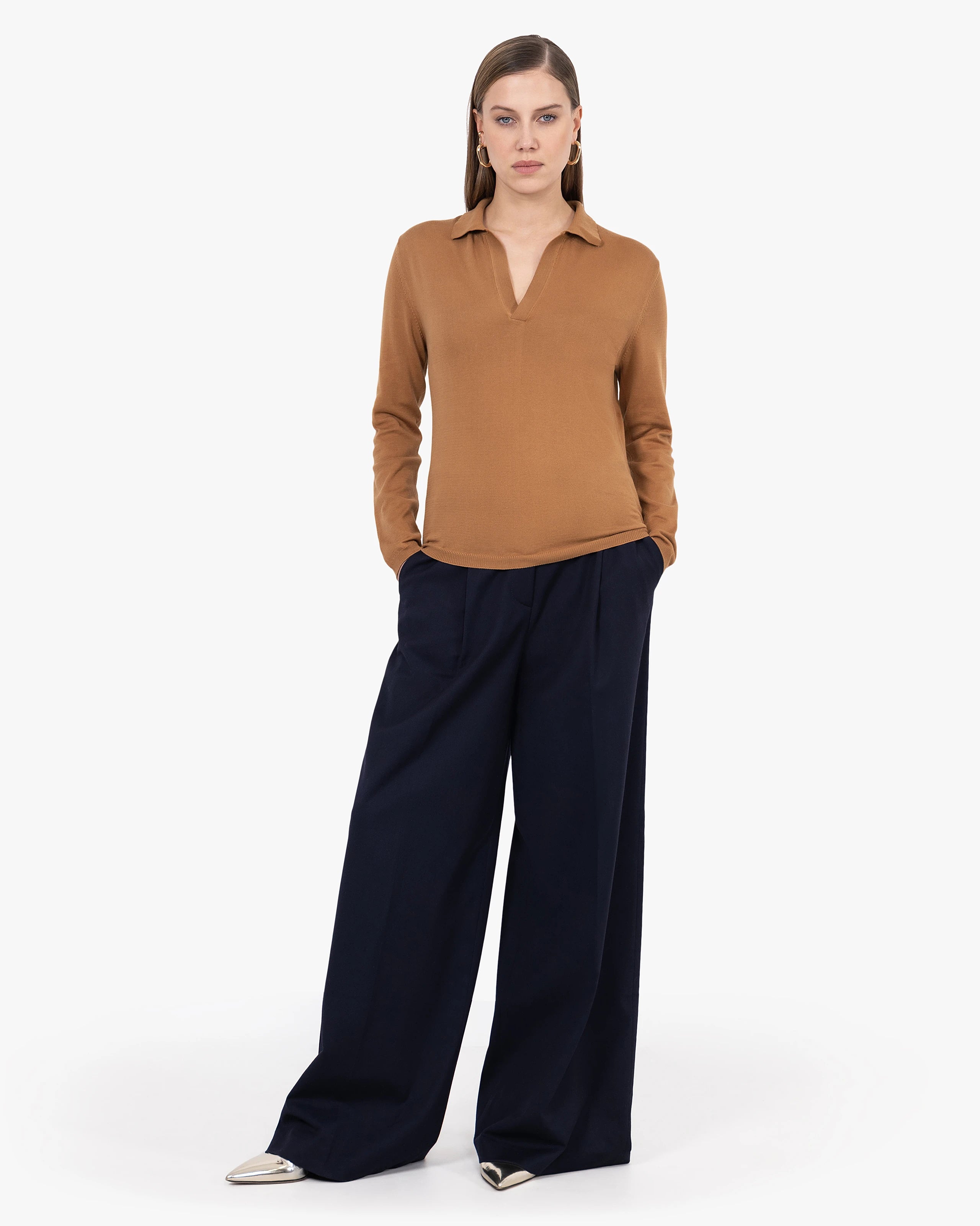 Women's Oasi Giza Cotton Polo - Hazelnut | MaisonCashmere