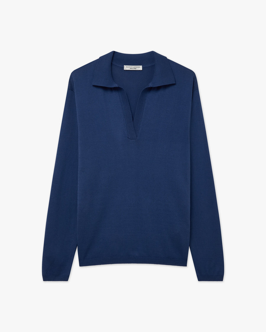 Women's Oasi Polo Sweater - Blue Cotone
