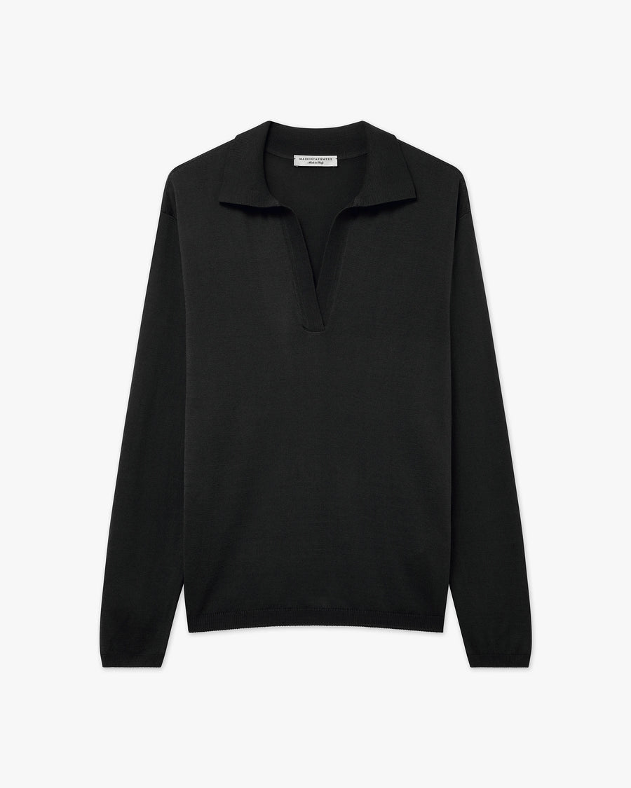 Women's Oasi Polo Sweater - Black Cotone