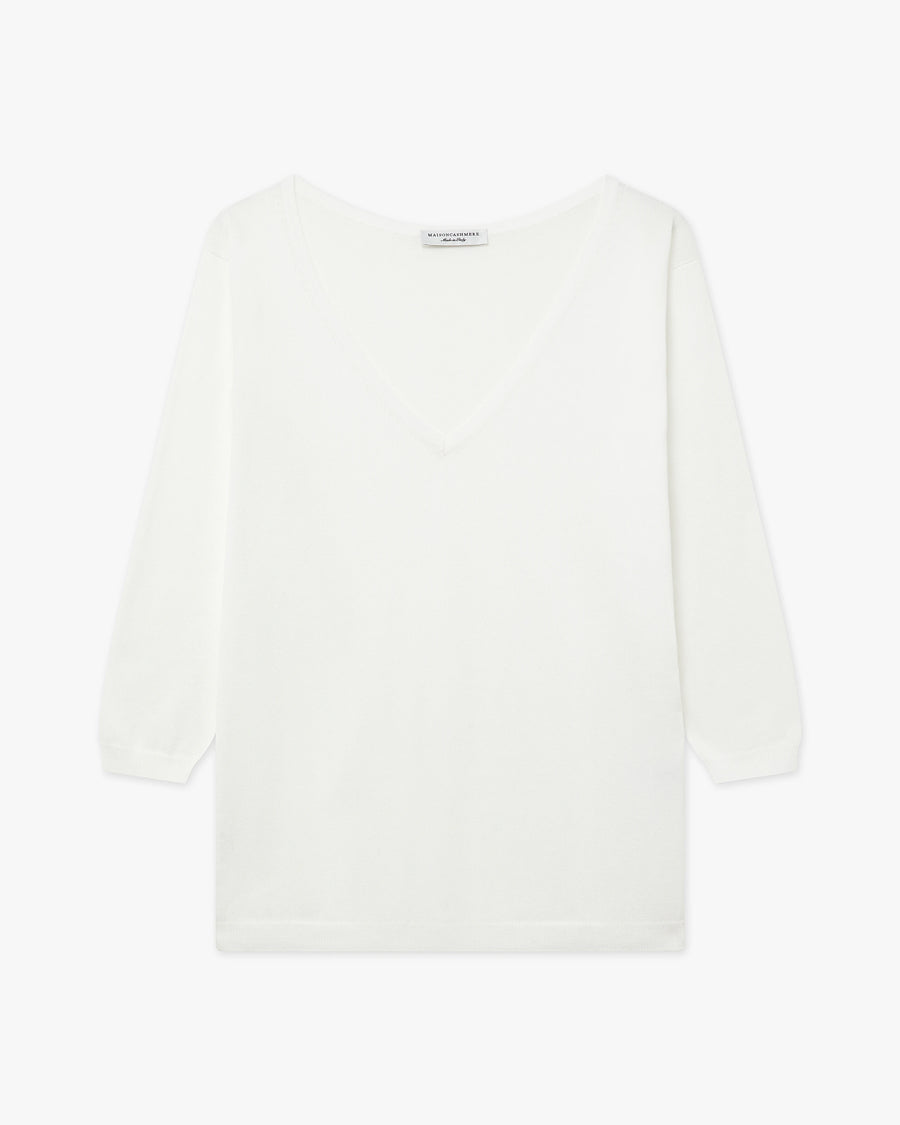 Women's Oasi V-Neck Sweater - White Cotone