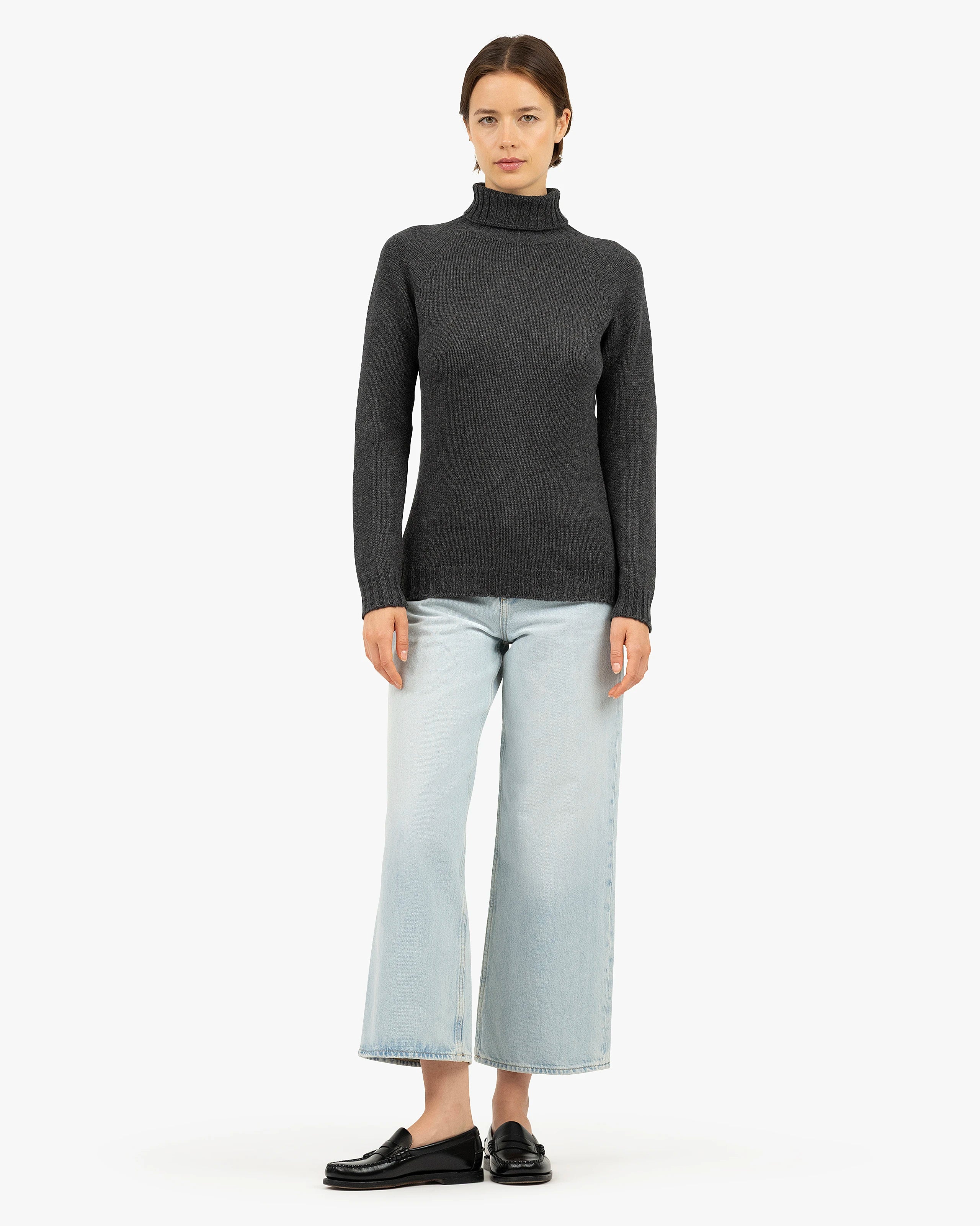 Women's Parksville Turtleneck - Charcoal | MaisonCashmere